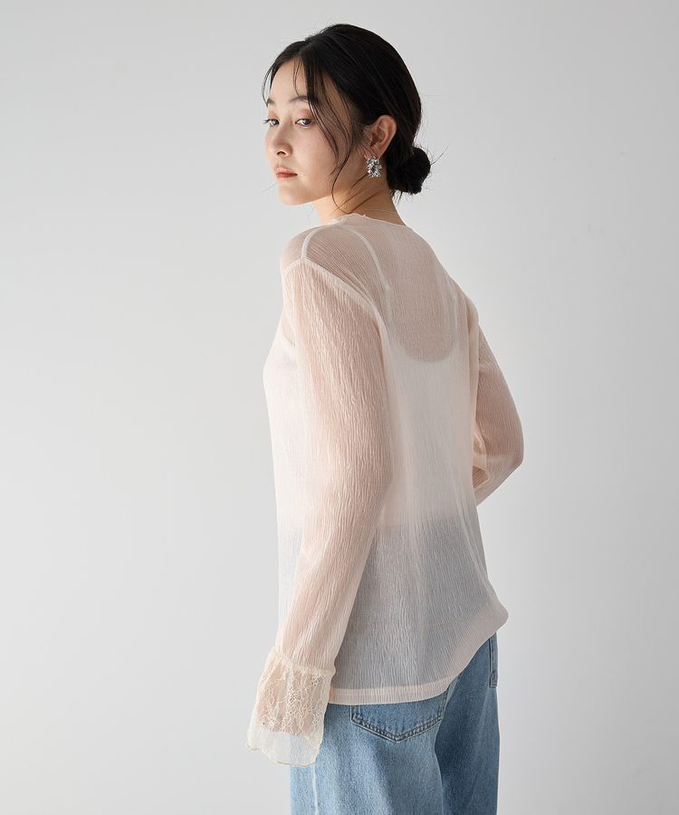YECCA VECCA「袖レースシアートップス」|Tシャツ・カットソー|