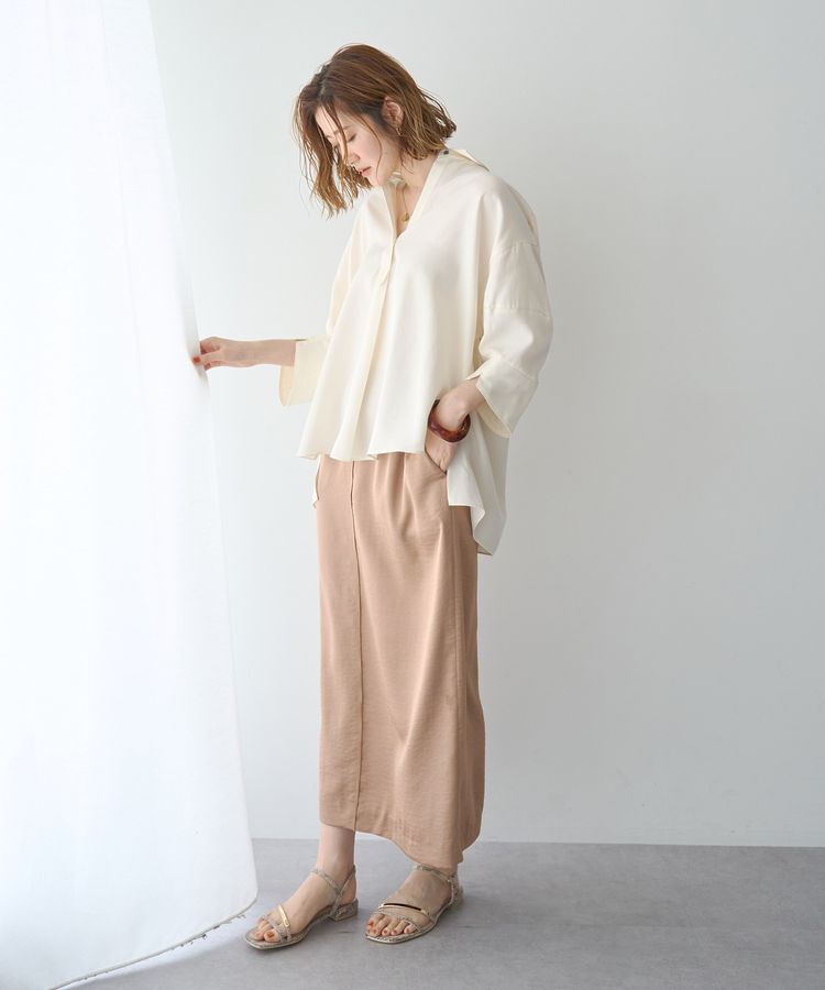 YECCA VECCA「シャイニーツイルナロースカート」|タイト|
