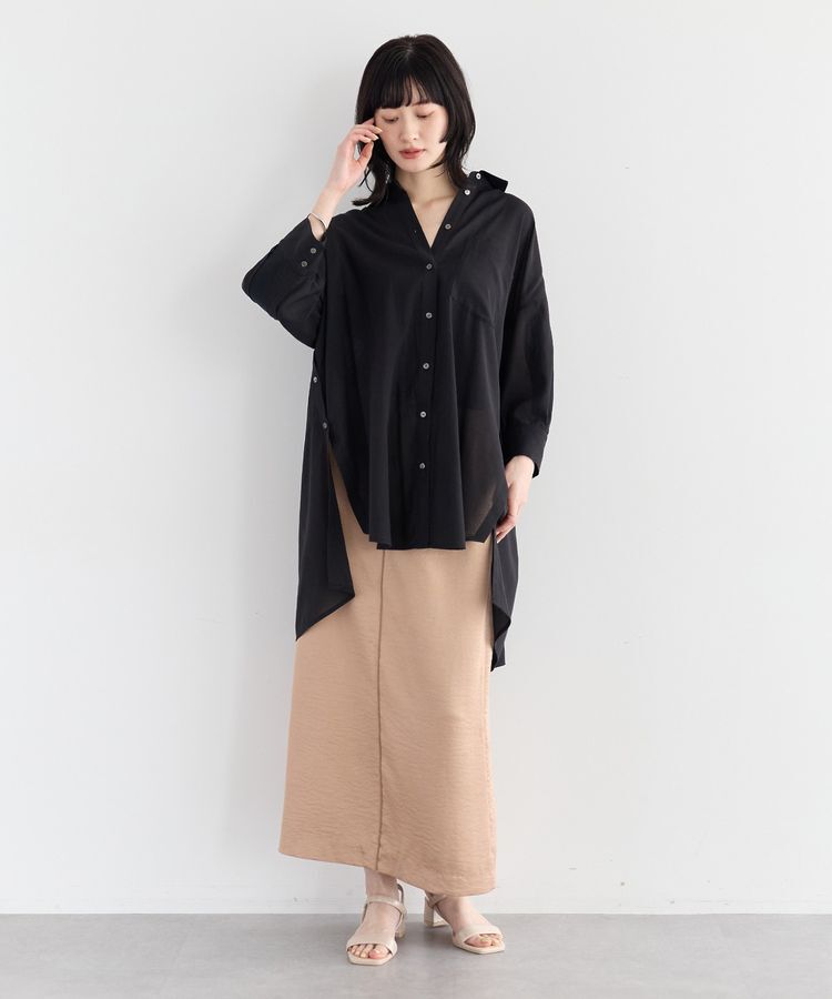 YECCA VECCA「シャイニーツイルナロースカート」|タイト|