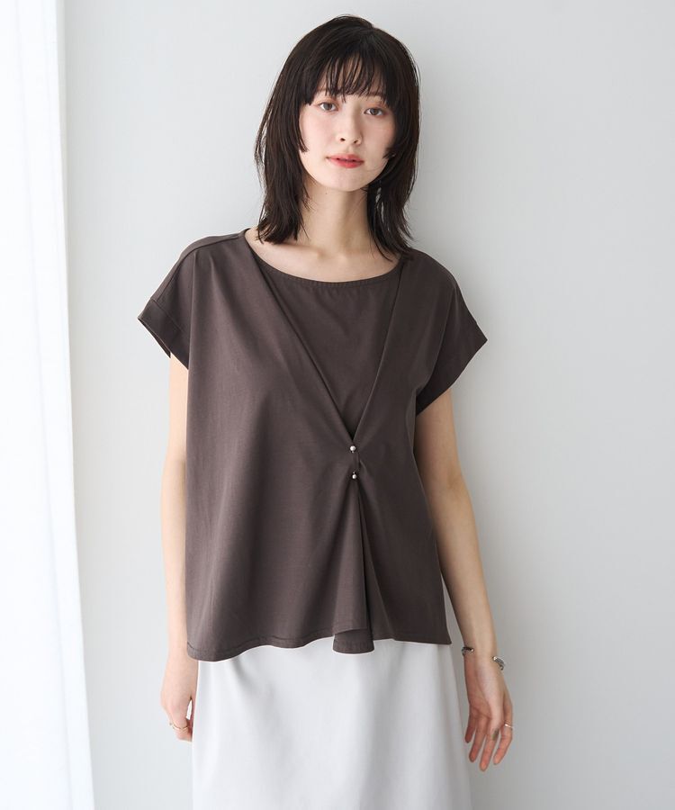 YECCA VECCA「ピン付きドレープカットソー」|Tシャツ・カットソー|