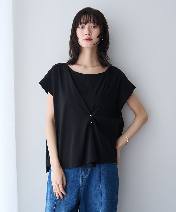 YECCA VECCA「ピン付きドレープカットソー」|Tシャツ・カットソー|Black