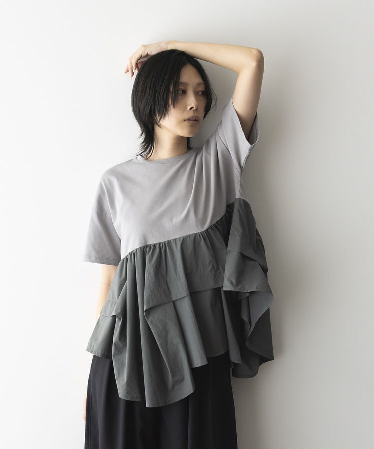 GARAGE OF GOOD CLOTHING「異素材MIXタックプルオーバー２」|Tシャツ・カットソー|Light Gray