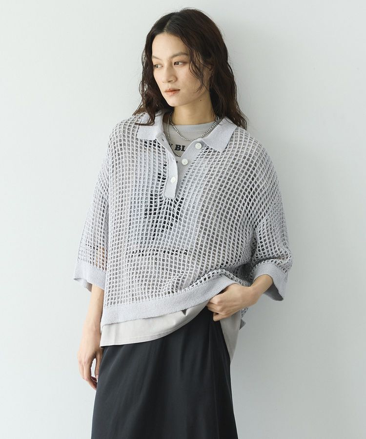 GARAGE OF GOOD CLOTHING「スクエアメッシュポロプルオーバー」|ニット・セーター|Gray