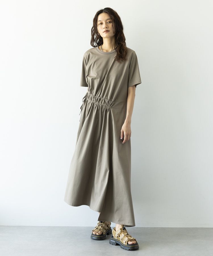 GARAGE OF GOOD CLOTHING「【日本製】ウエストギャザーアシメワンピース」|ワンピース|Gray Beige
