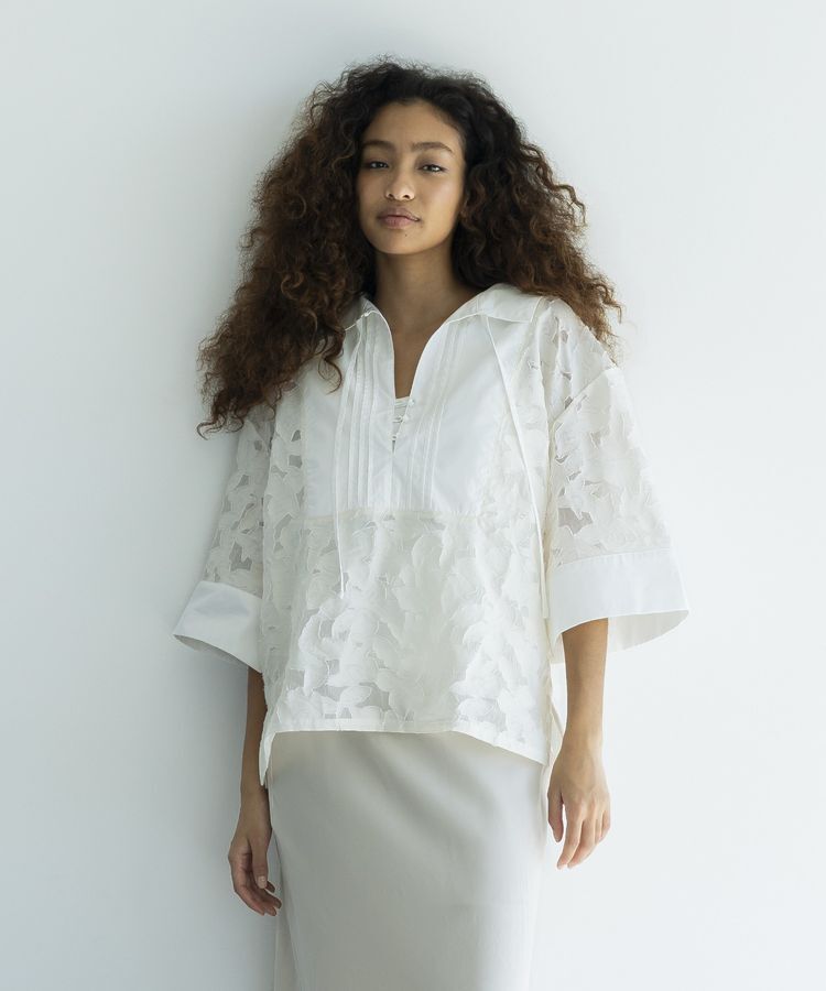 GARAGE OF GOOD CLOTHING「ジャガードタキシードブラウス」|シャツ・ブラウス|White