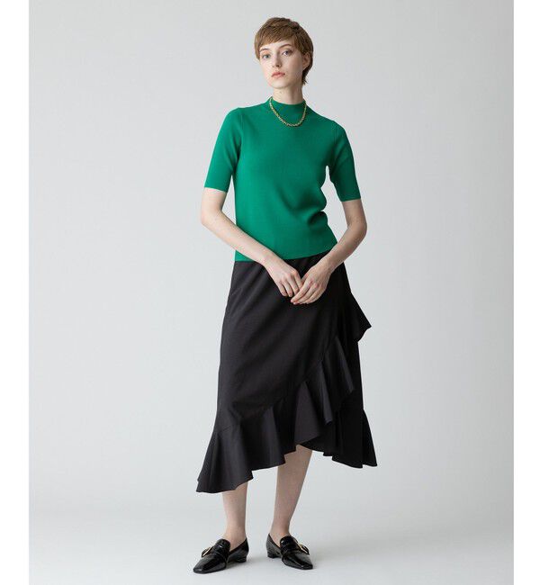 allureville「◇ 総針モックネック5分袖プルオーバー」|ニット・セーター|