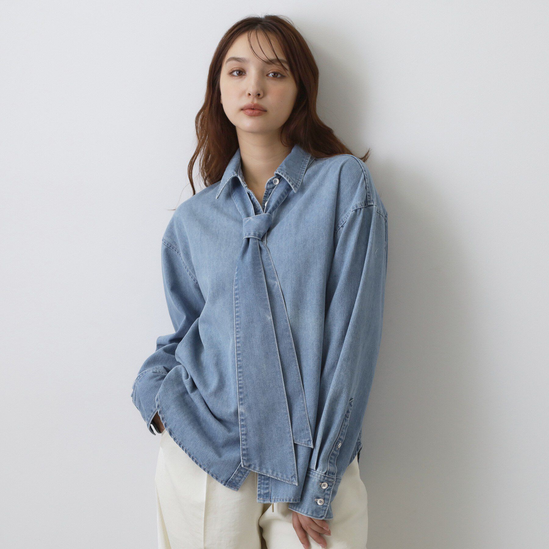 DRESSTERIOR「【取り外し可能】2WAYデニムボウタイシャツ」|シャツ・ブラウス|