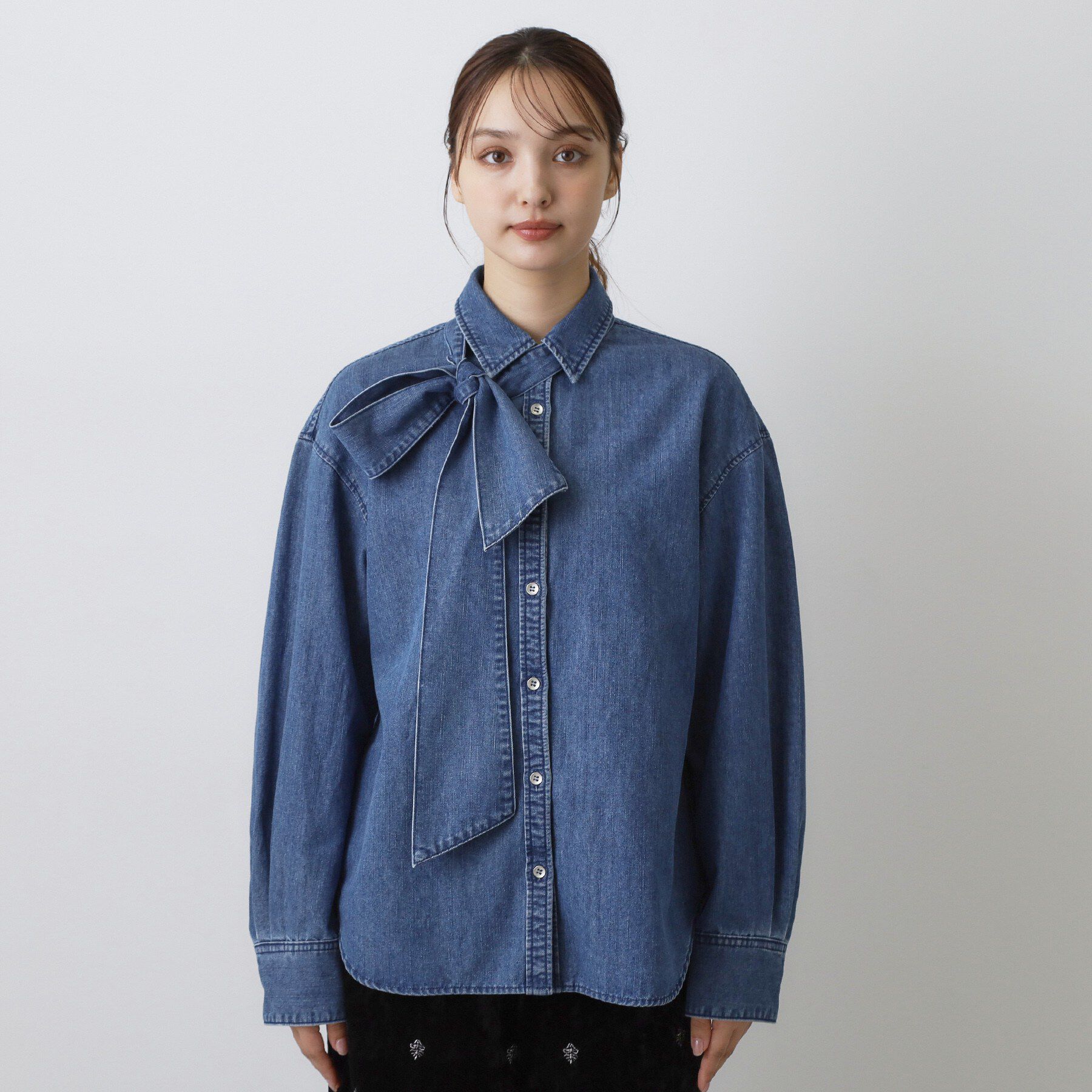 DRESSTERIOR「【取り外し可能】2WAYデニムボウタイシャツ」|シャツ・ブラウス|