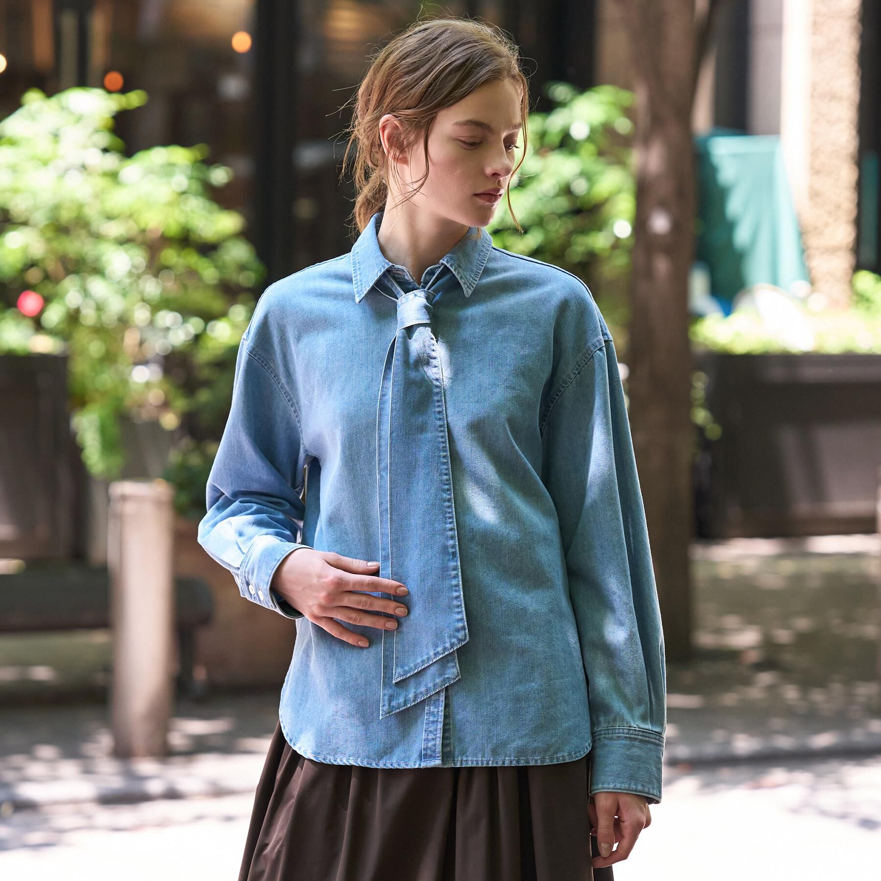 DRESSTERIOR「【取り外し可能】2WAYデニムボウタイシャツ」|シャツ・ブラウス|