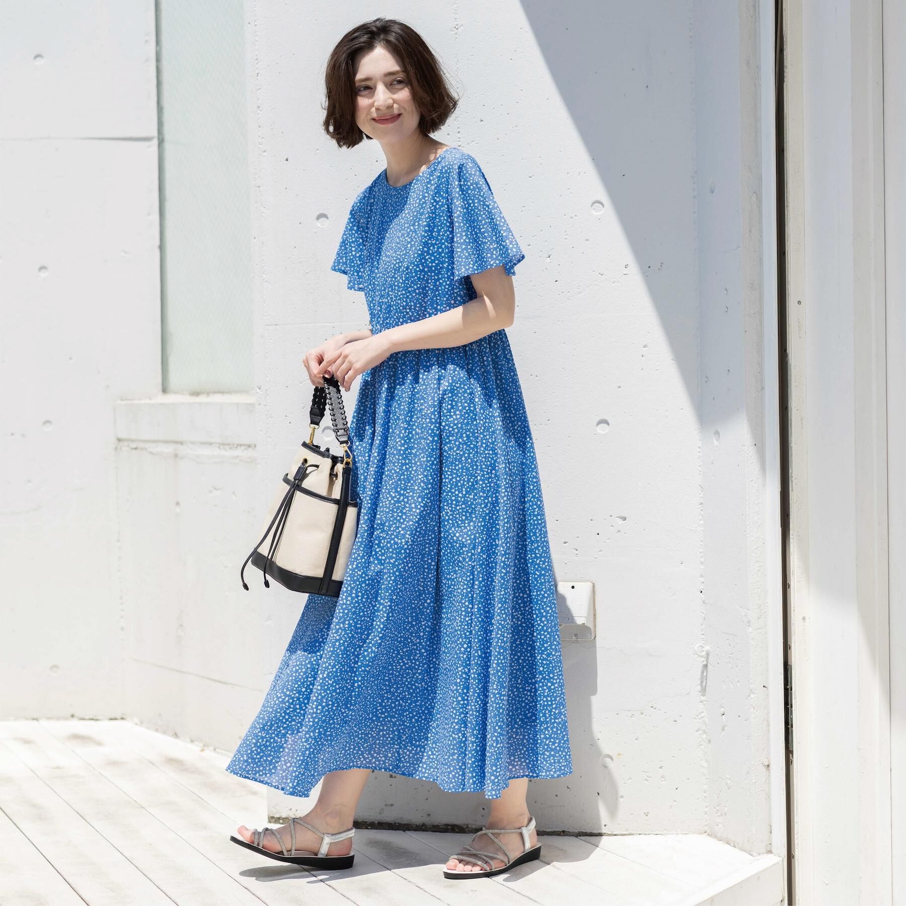 OPAQUE.CLIP「フレアスリーブ フィット＆フレアサマードレス【洗濯機OK】」|ワンピース|