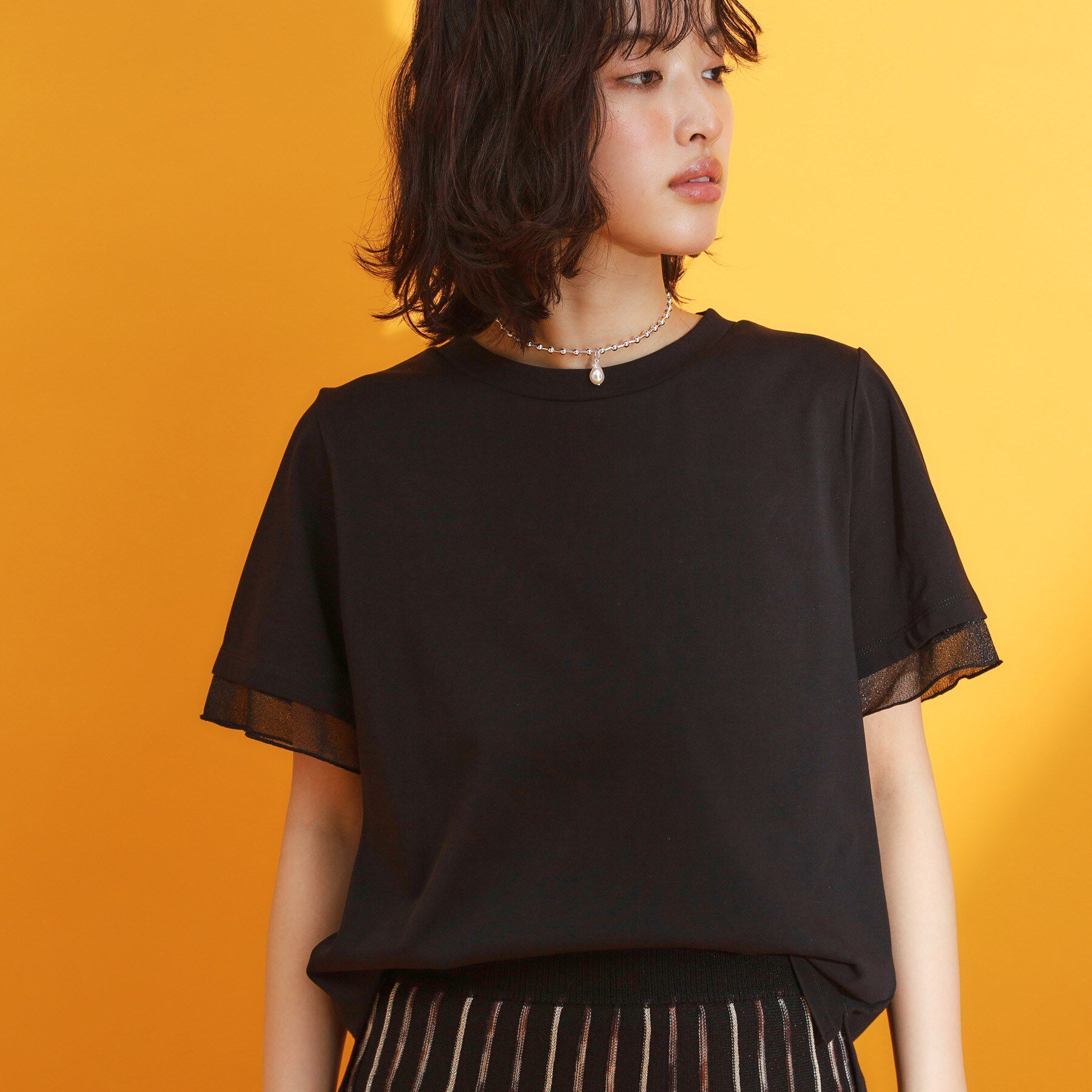 THE SHOP TK「【ひんやり/UV/洗濯機OK】袖シアーTシャツ」|Tシャツ・カットソー|