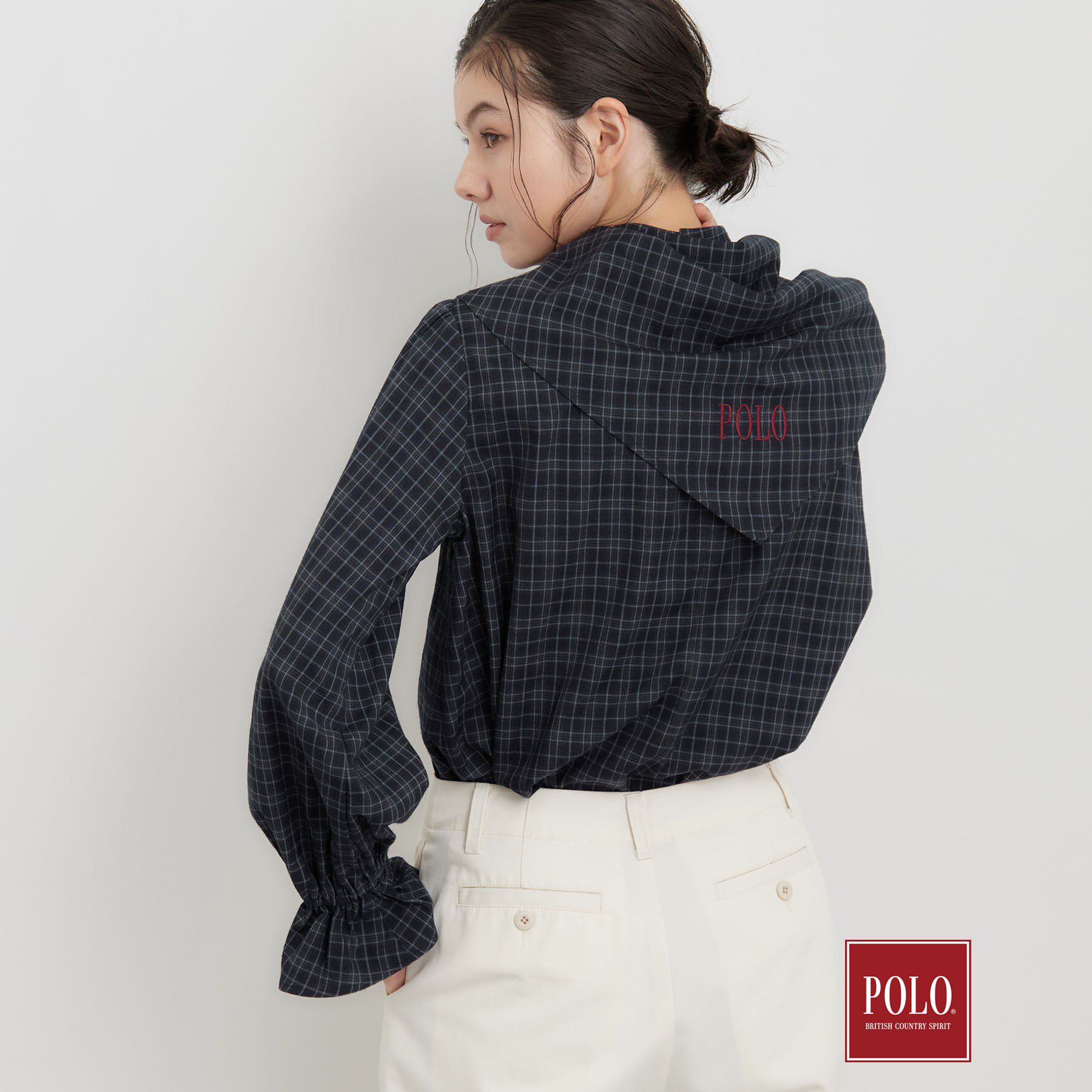 THE SHOP TK「POLO BCS/チェックスカーフ付きブラウス」|シャツ・ブラウス|