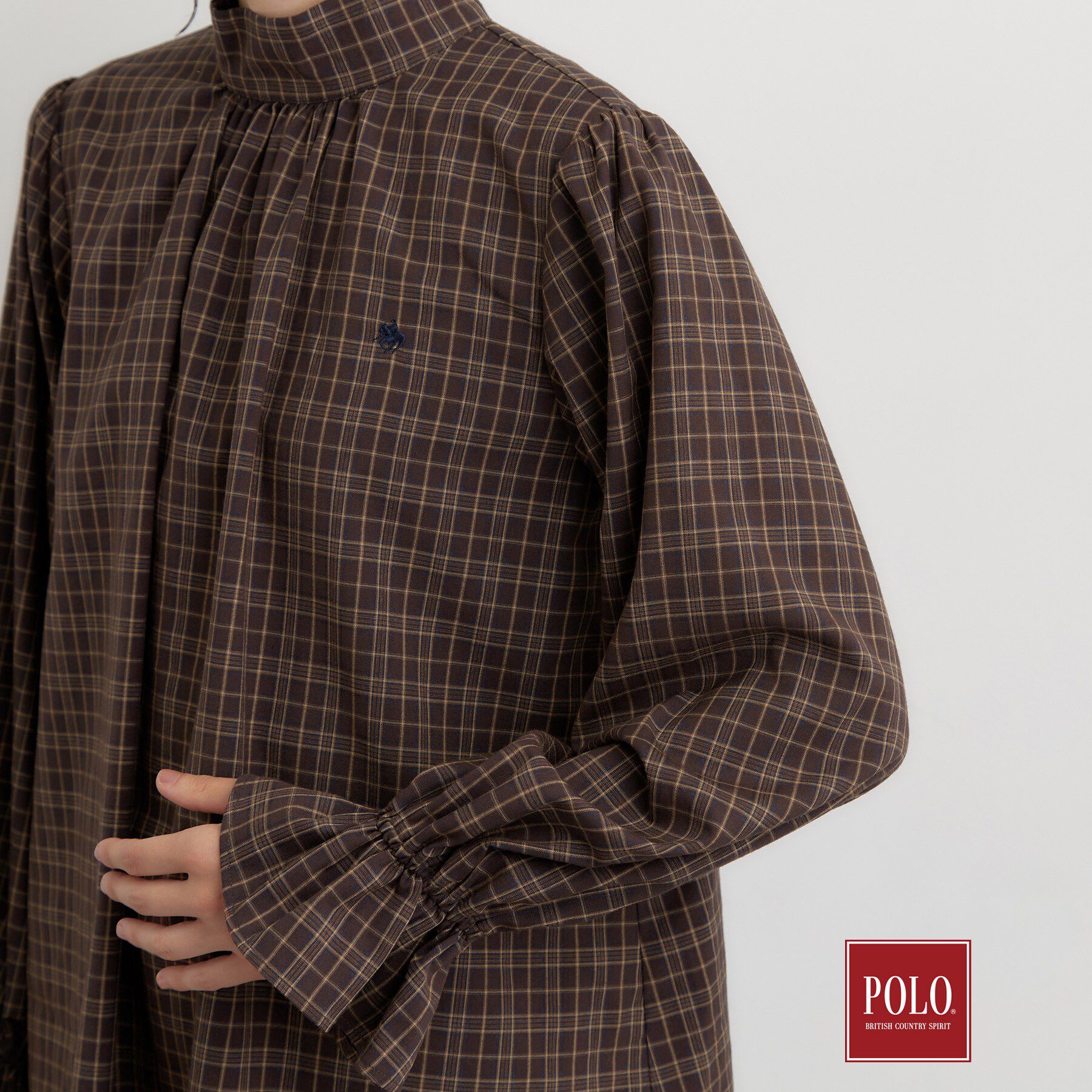 THE SHOP TK「POLO BCS/チェックスカーフ付きブラウス」|シャツ・ブラウス|