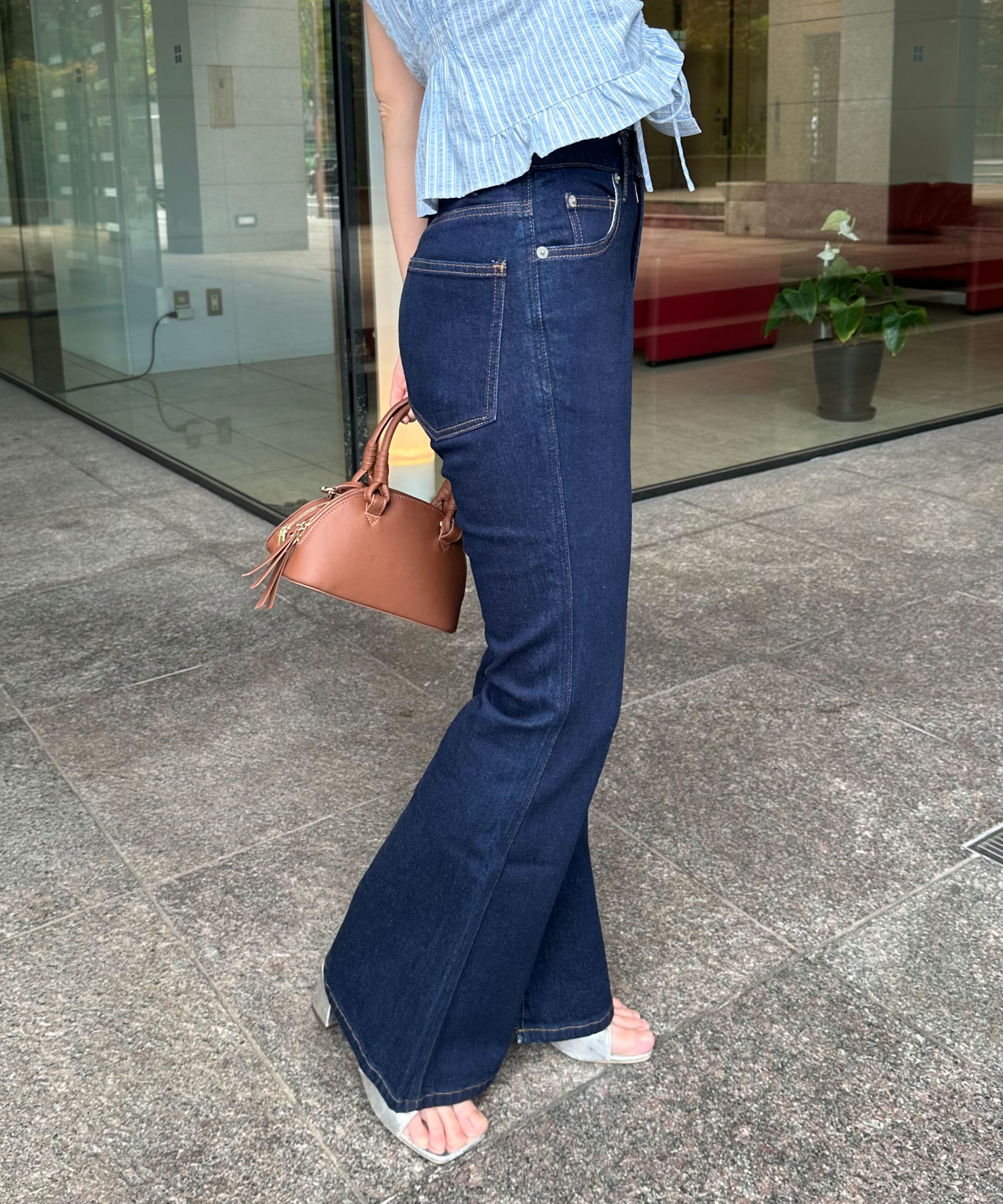  「[低身長サイズ/Sシリーズ]内スリットベルボトムデニムパンツ」|その他|