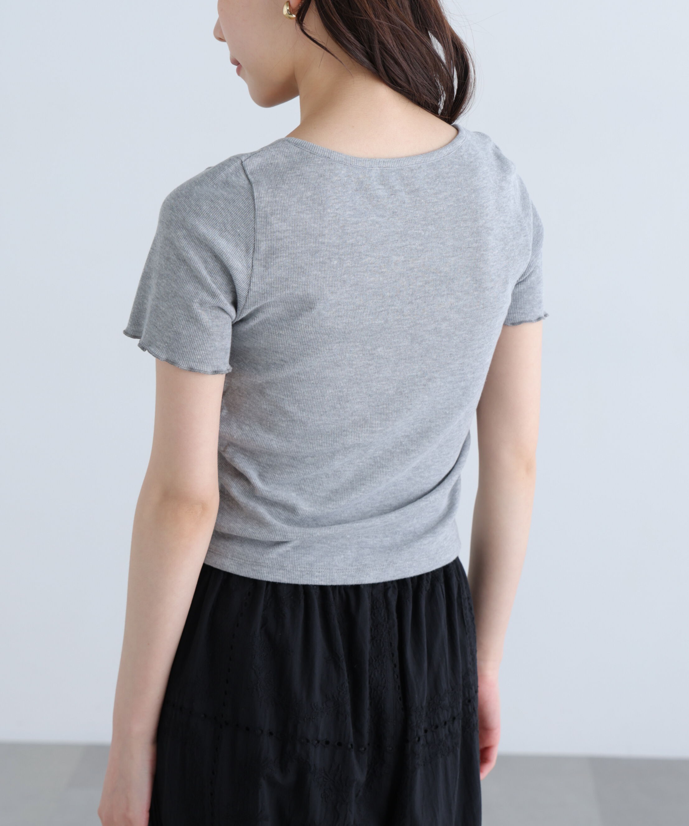 「フロントギャザーデコルテ半袖カットソー」|Tシャツ・カットソー|