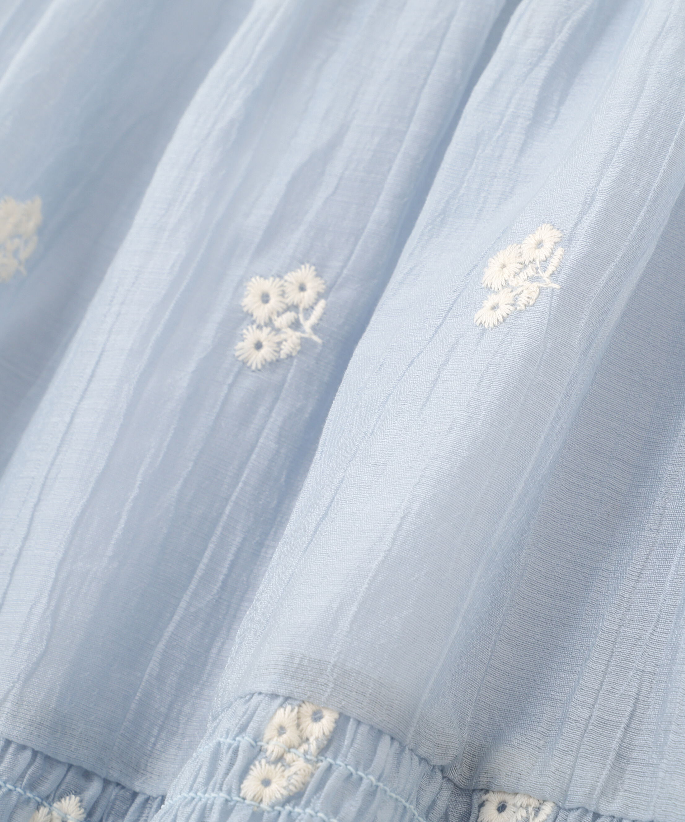  「シアー小花刺繍シャーリングギャザーキャミワンピース」|ワンピース|