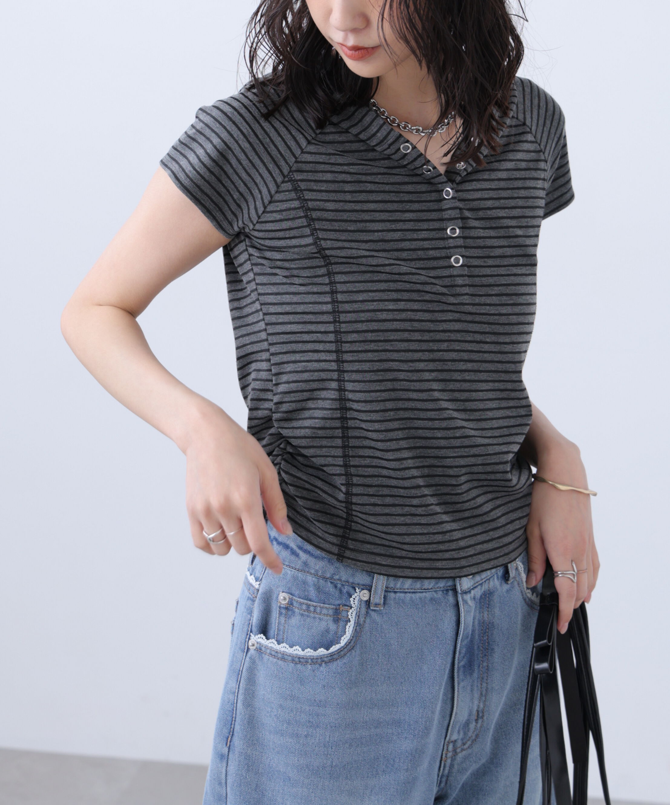  「スキッパー半袖カットソーフーディー」|Tシャツ・カットソー|