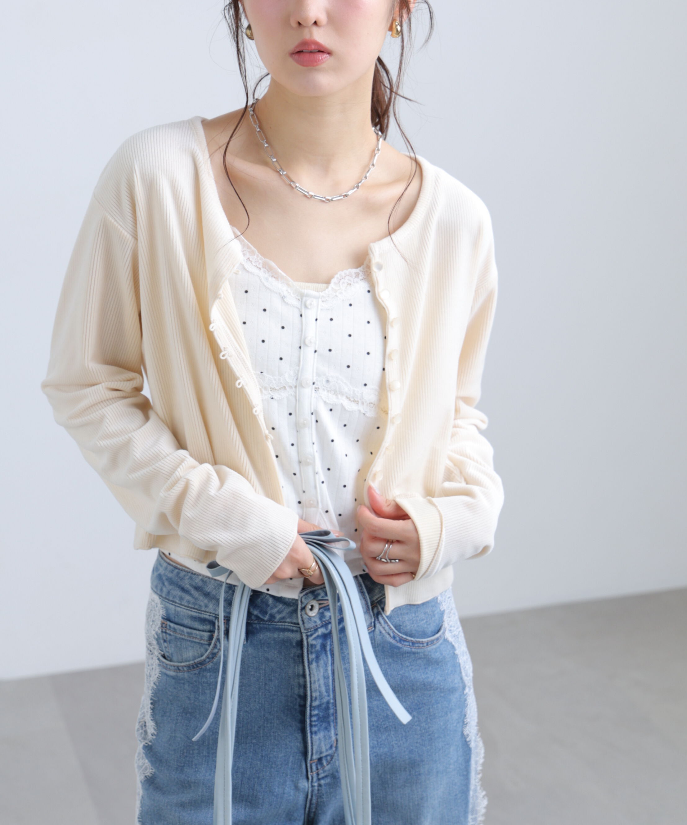  「ベロアリブカーディガン」|Tシャツ・カットソー|
