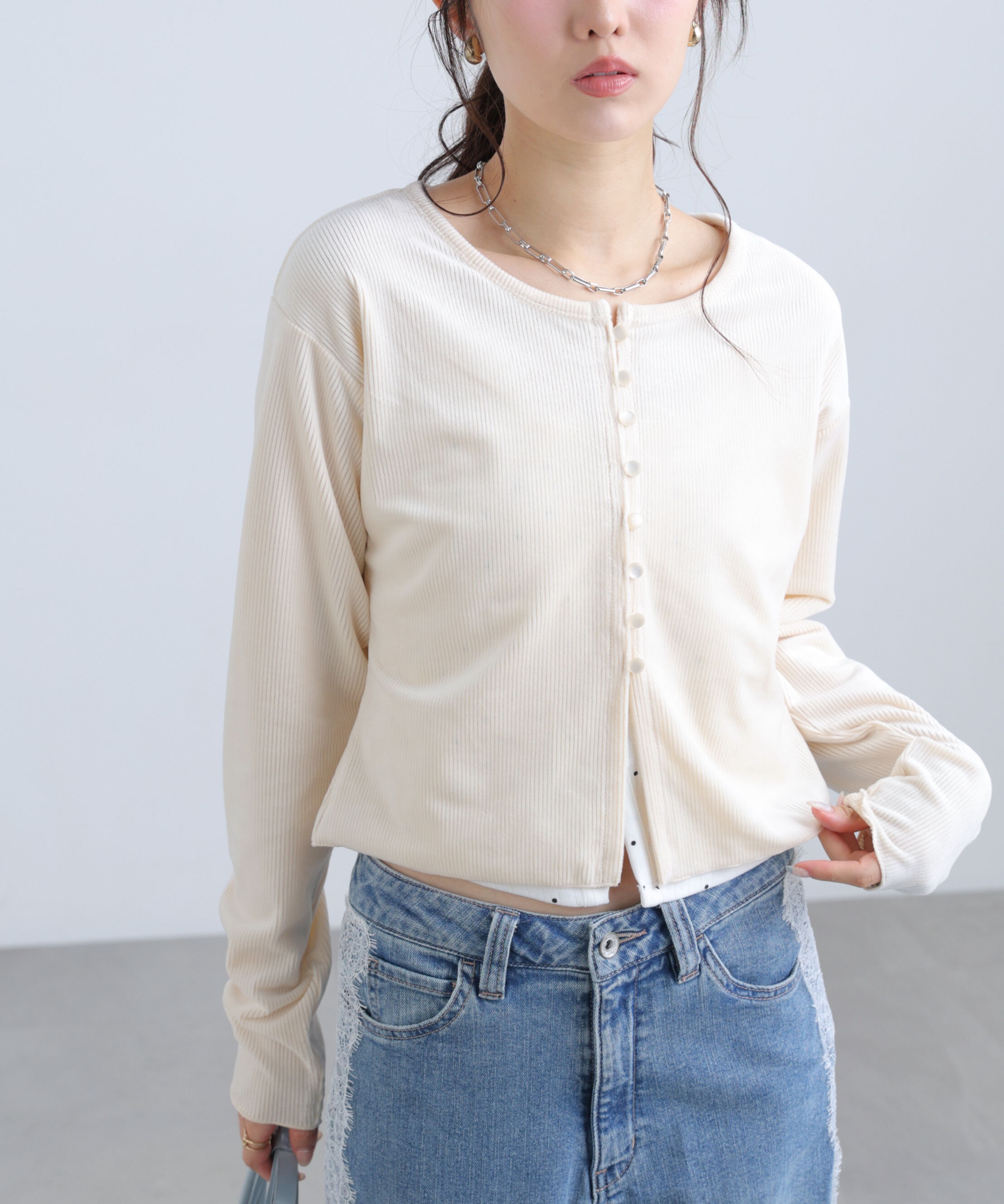  「ベロアリブカーディガン」|Tシャツ・カットソー|