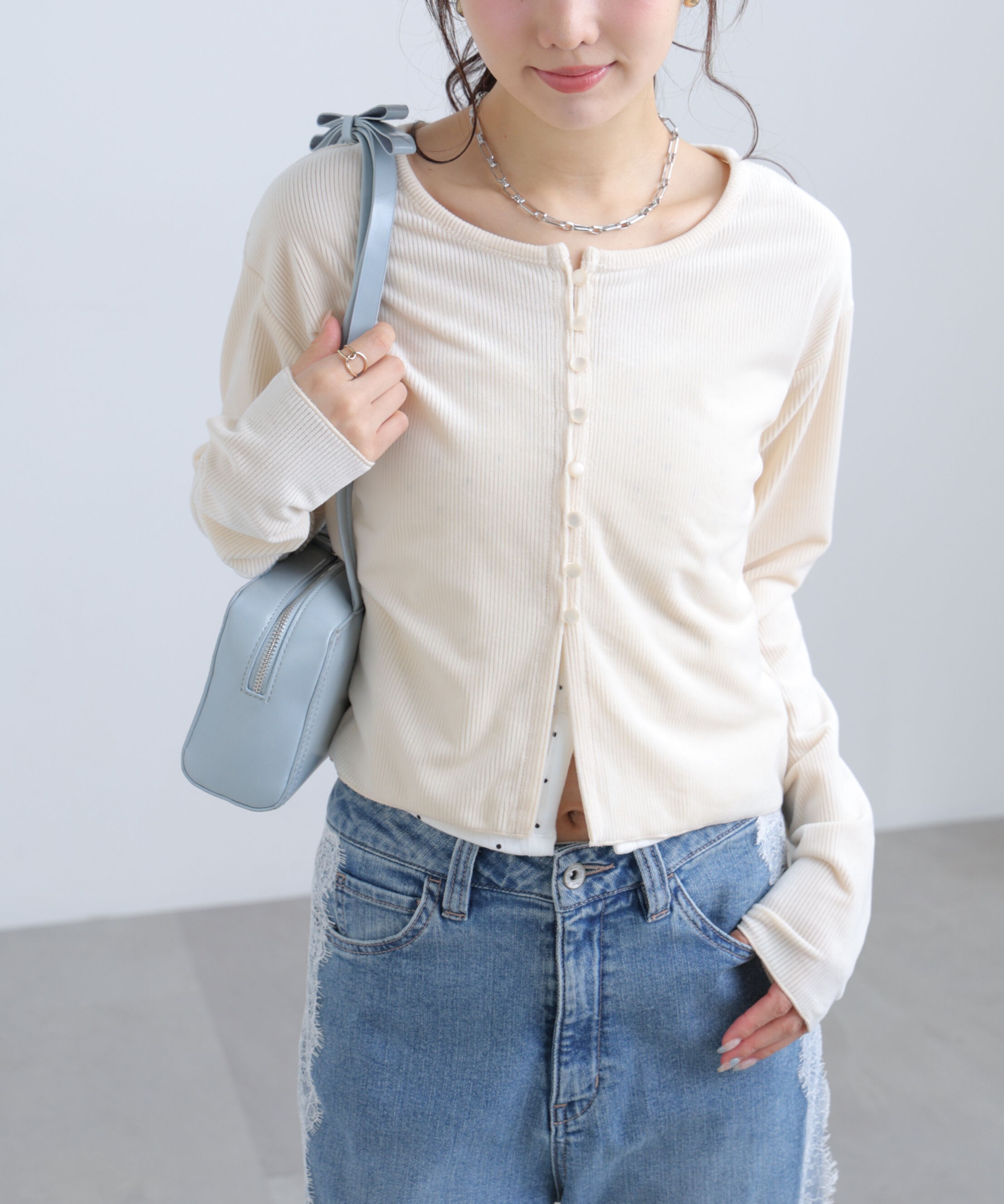  「ベロアリブカーディガン」|Tシャツ・カットソー|