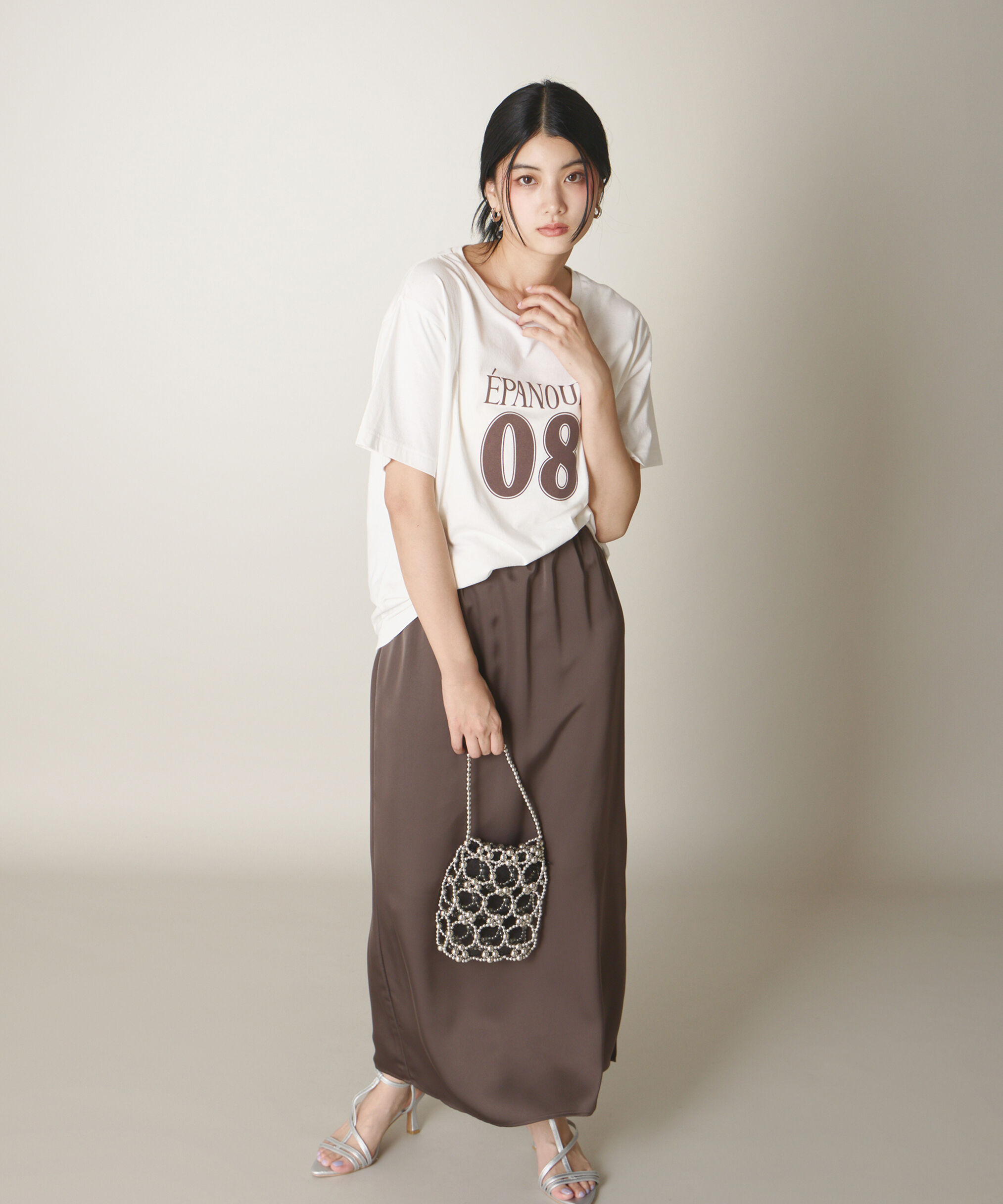 PROPORTION BODY DRESSING「マットサテンスリットスカート」|スカート|ブラウン