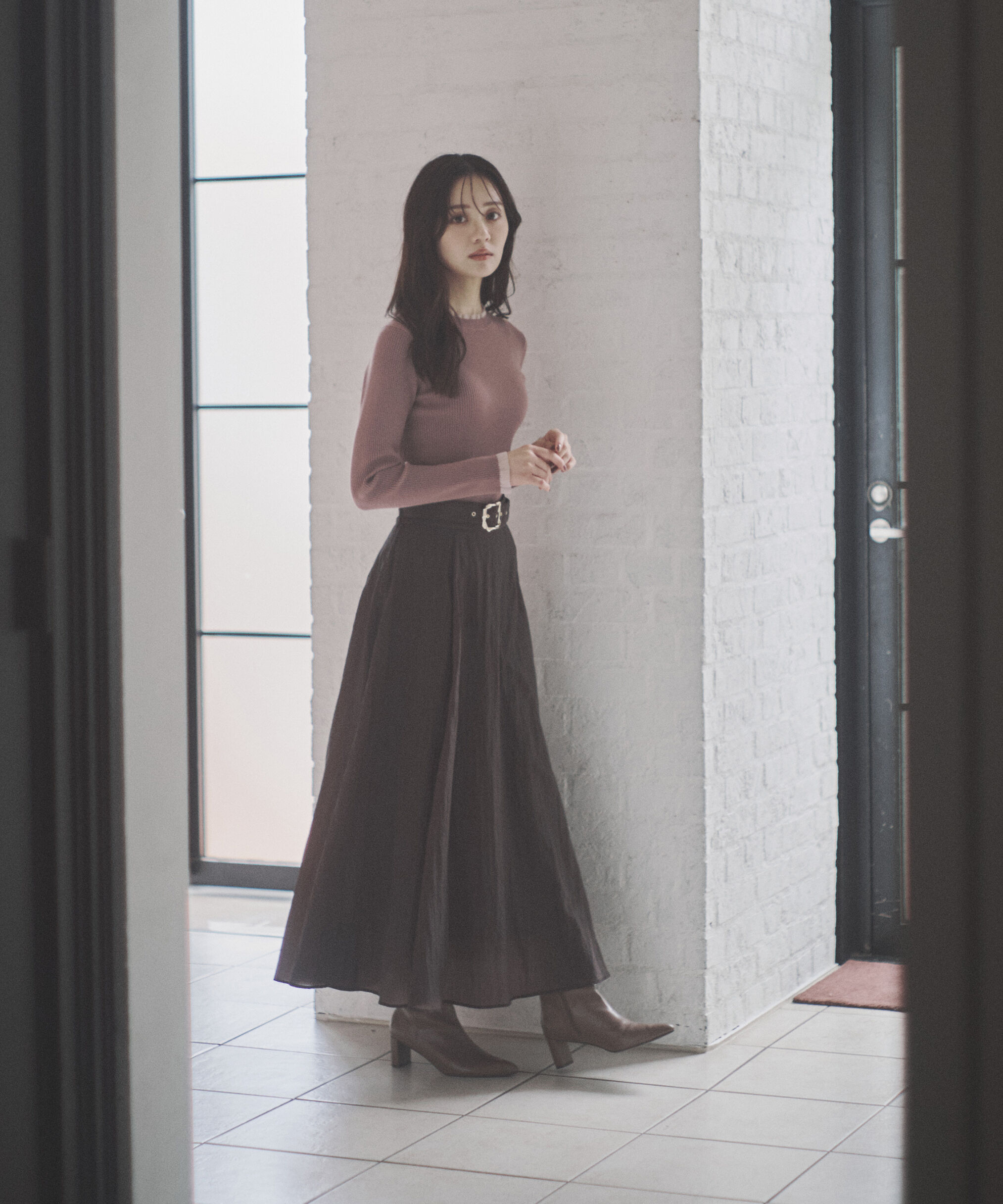 PROPORTION BODY DRESSING「ベルト付きシアーフレアスカート」|スカート|