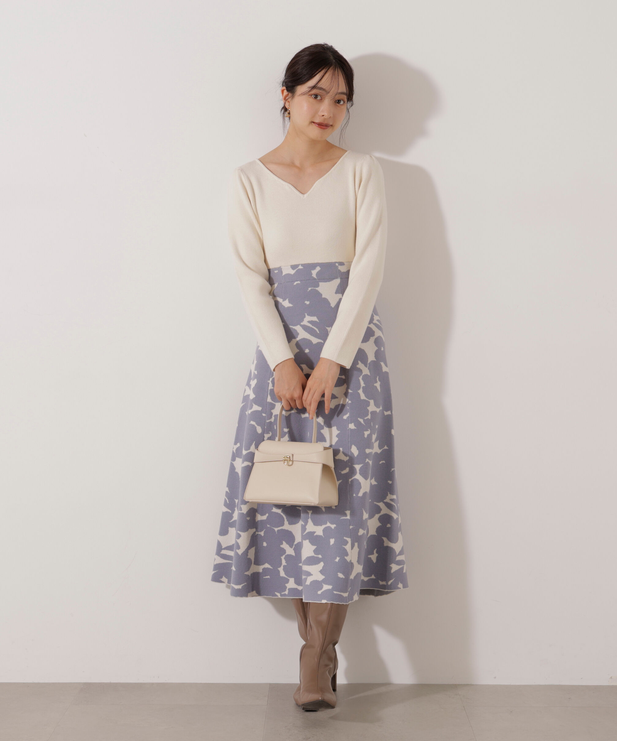 PROPORTION BODY DRESSING「＜加藤栞さん着用＞ジャガードフラワーニットワンピース」|ワンピース|