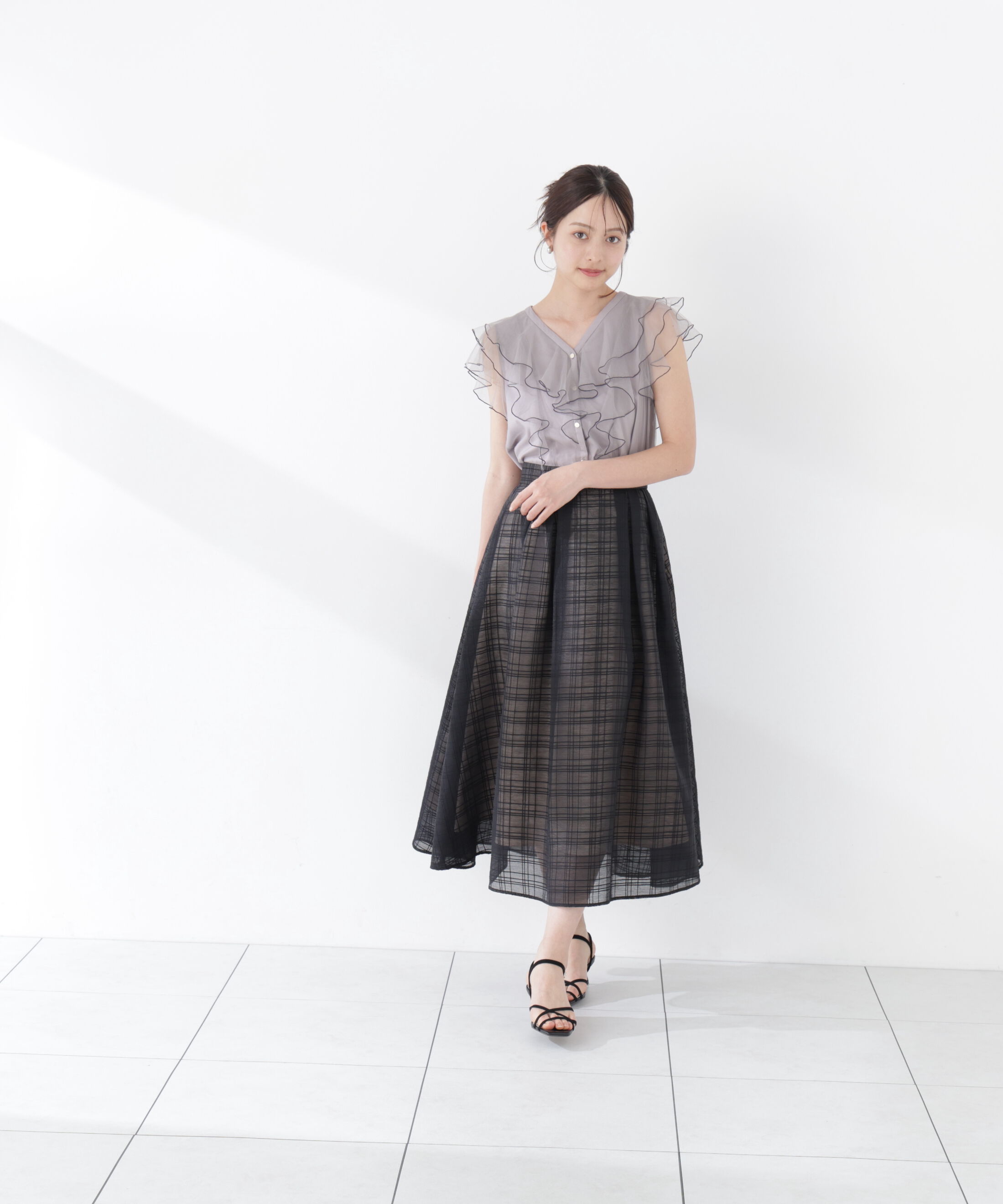 PROPORTION BODY DRESSING「チュールラッフルブラウス 26SS」|シャツ・ブラウス|