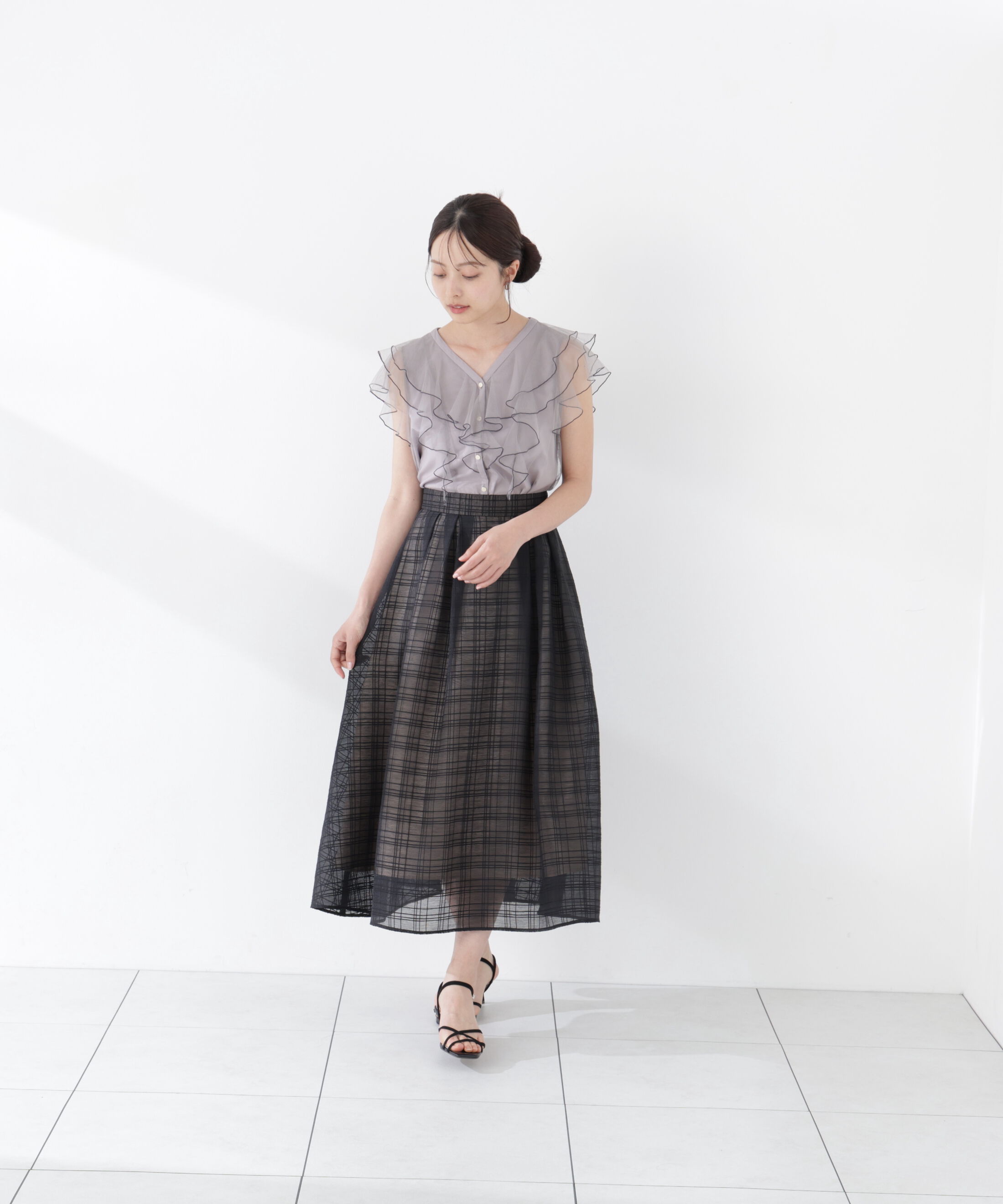 PROPORTION BODY DRESSING「チュールラッフルブラウス 26SS」|シャツ・ブラウス|
