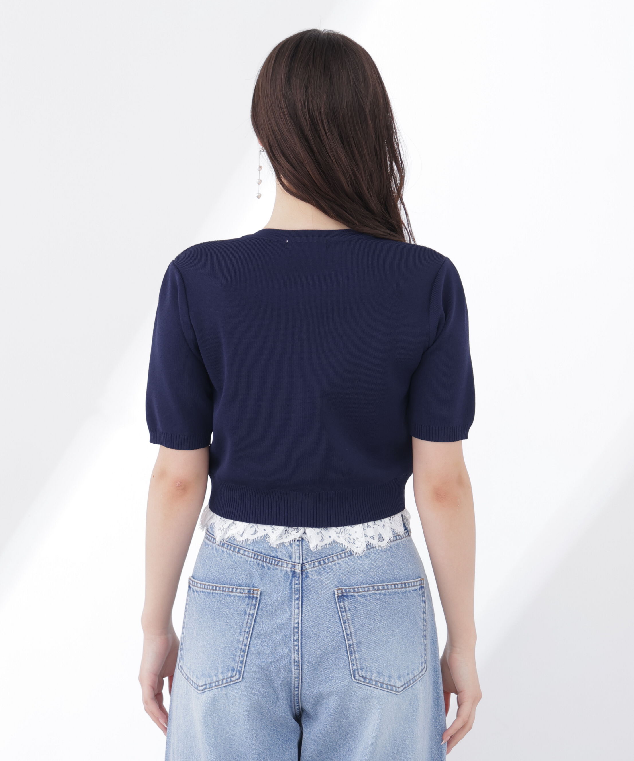 PROPORTION BODY DRESSING「レーストリムショートカーディガン」|カーディガン|