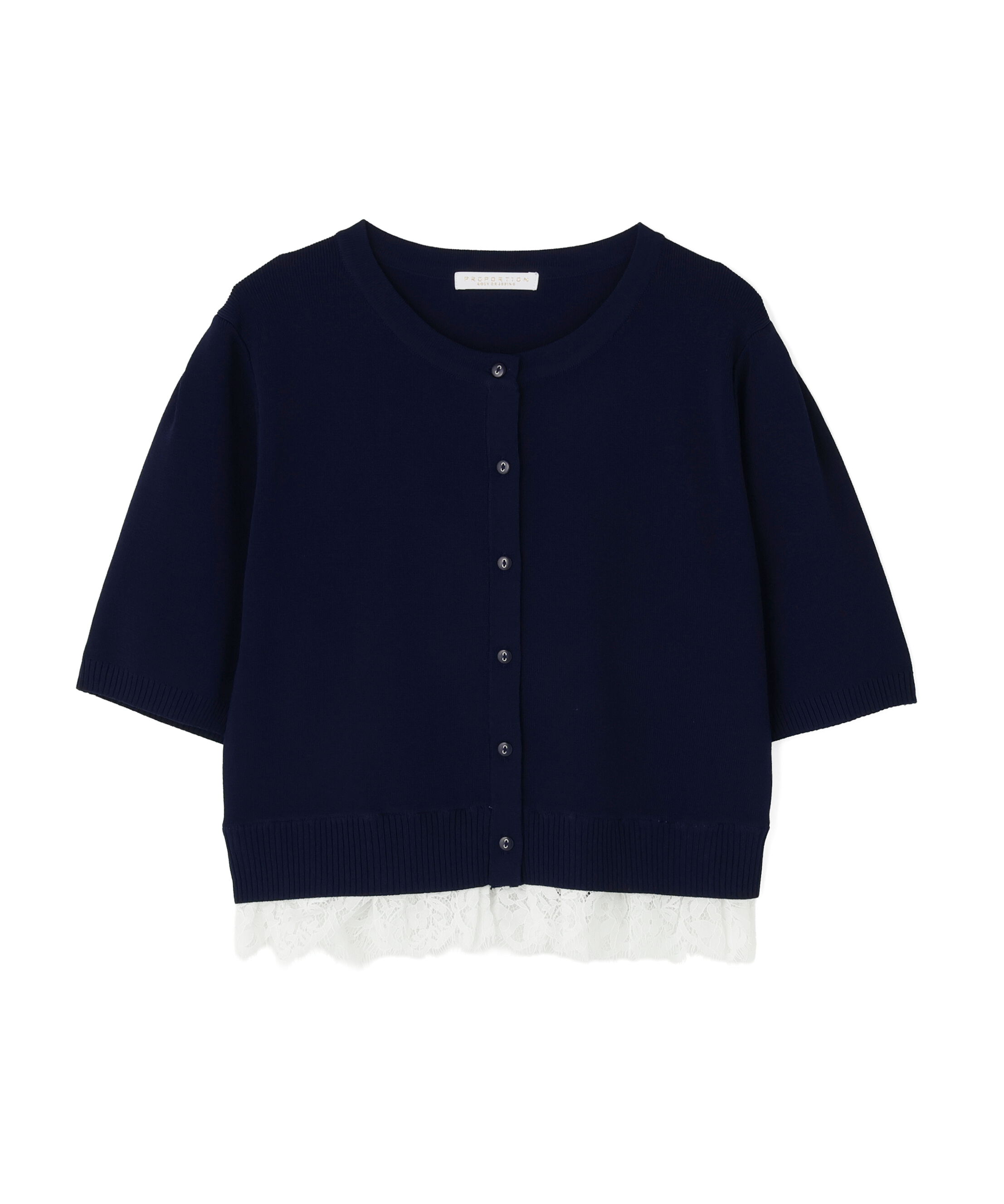 PROPORTION BODY DRESSING「レーストリムショートカーディガン」|カーディガン|
