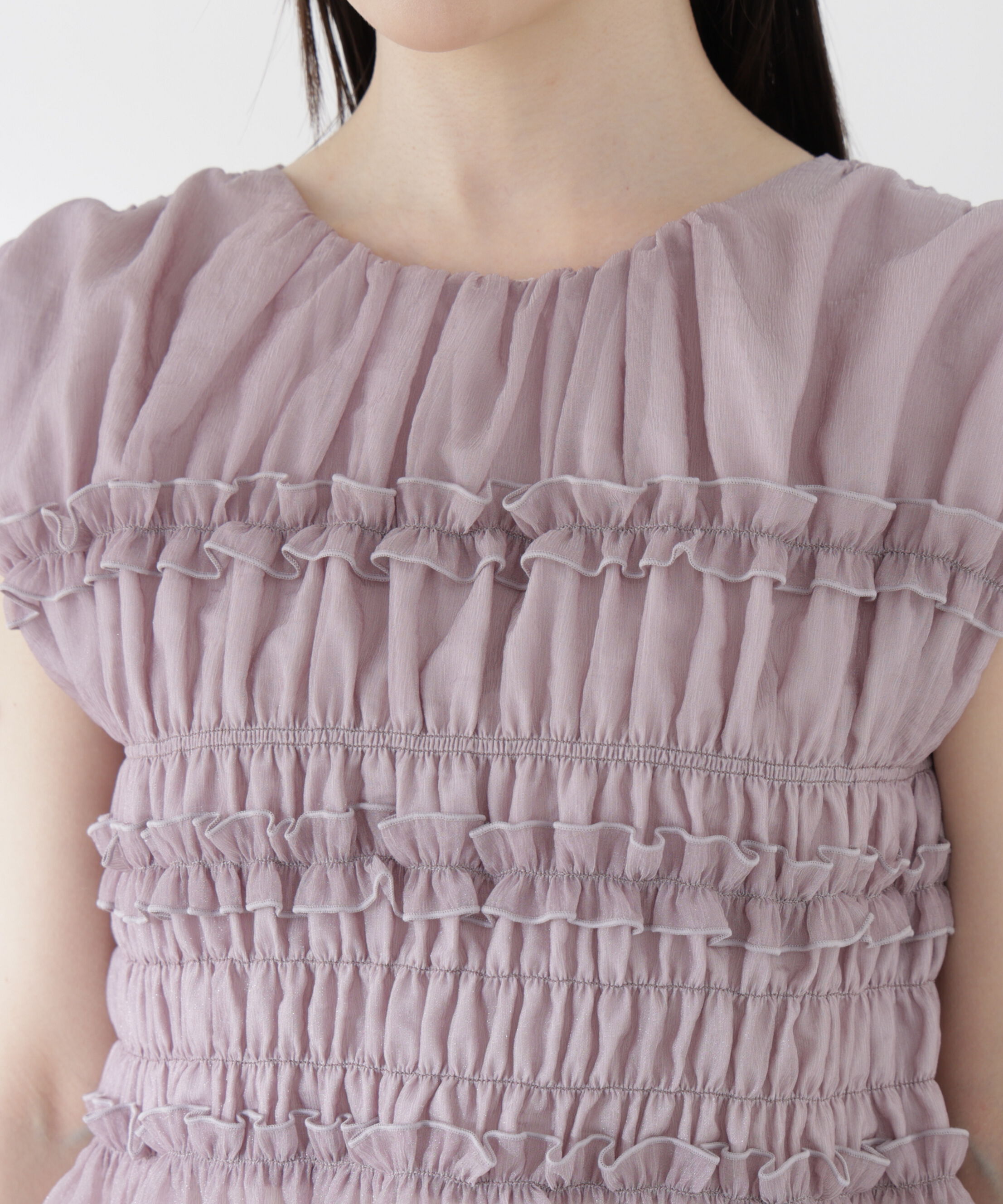 PROPORTION BODY DRESSING「〈a/mie〉シャーリングフリルブラウス＜ブルー：WEB限定＞」|シャツ・ブラウス|