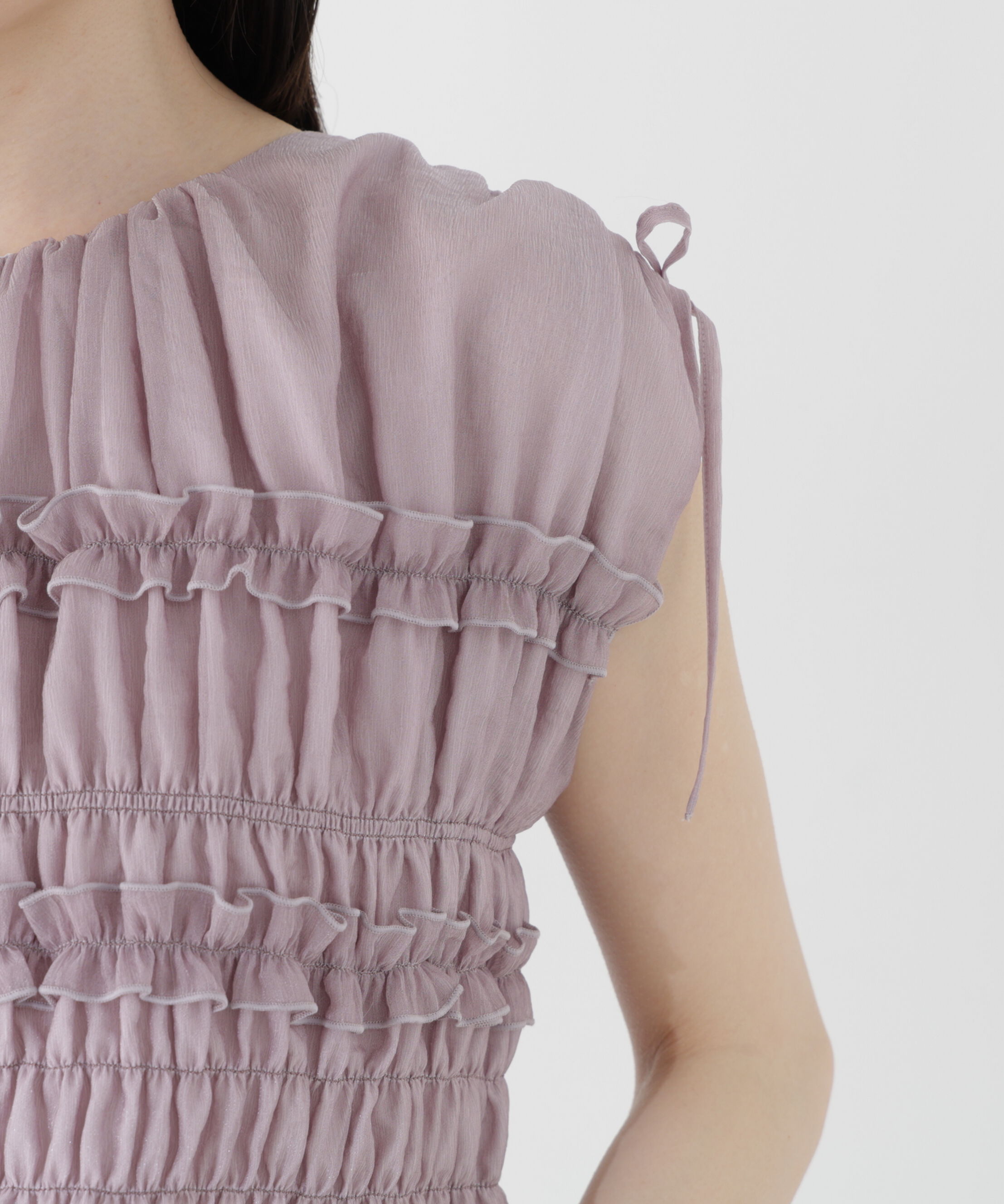 PROPORTION BODY DRESSING「〈a/mie〉シャーリングフリルブラウス＜ブルー：WEB限定＞」|シャツ・ブラウス|