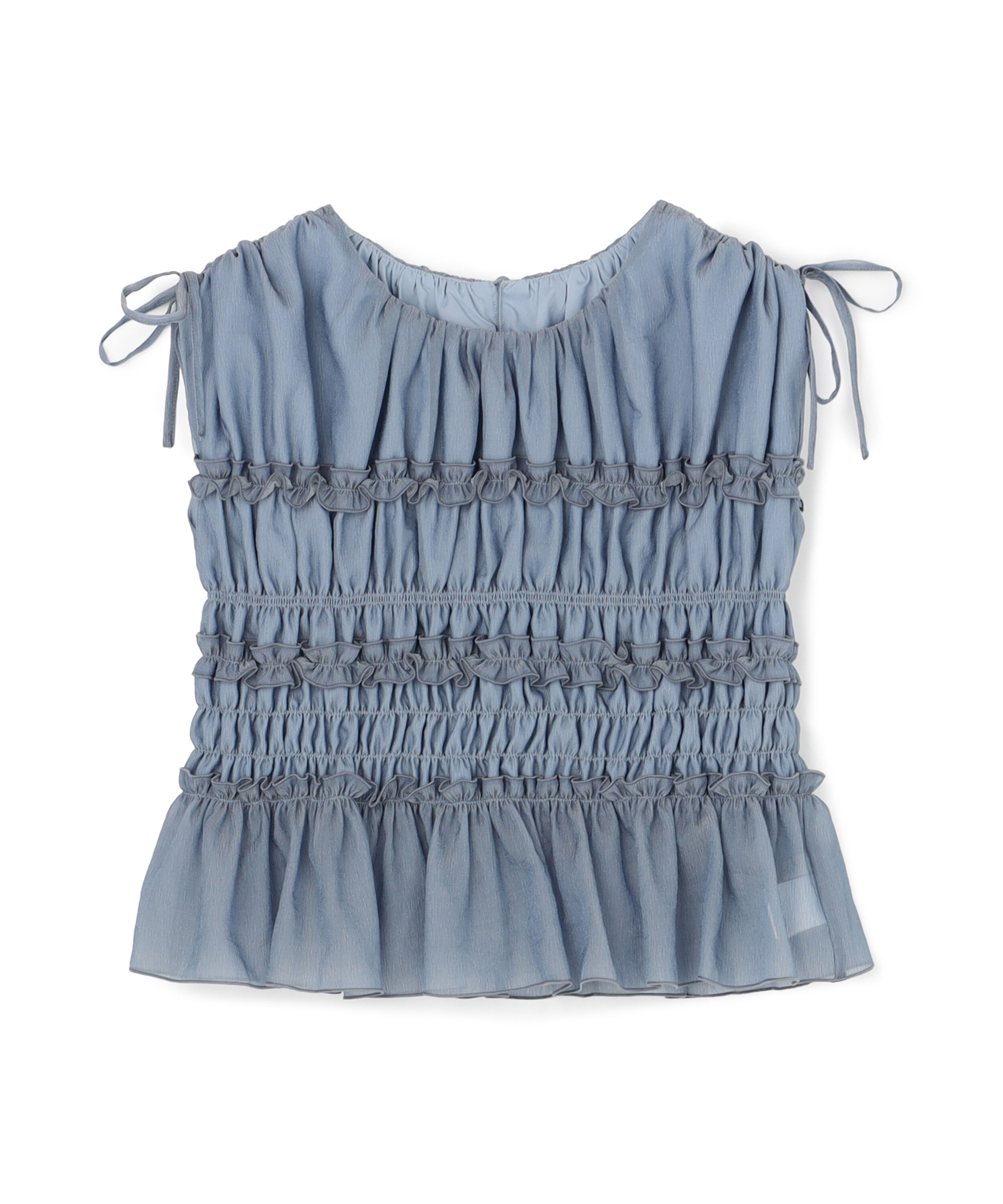 PROPORTION BODY DRESSING「〈a/mie〉シャーリングフリルブラウス＜ブルー：WEB限定＞」|シャツ・ブラウス|
