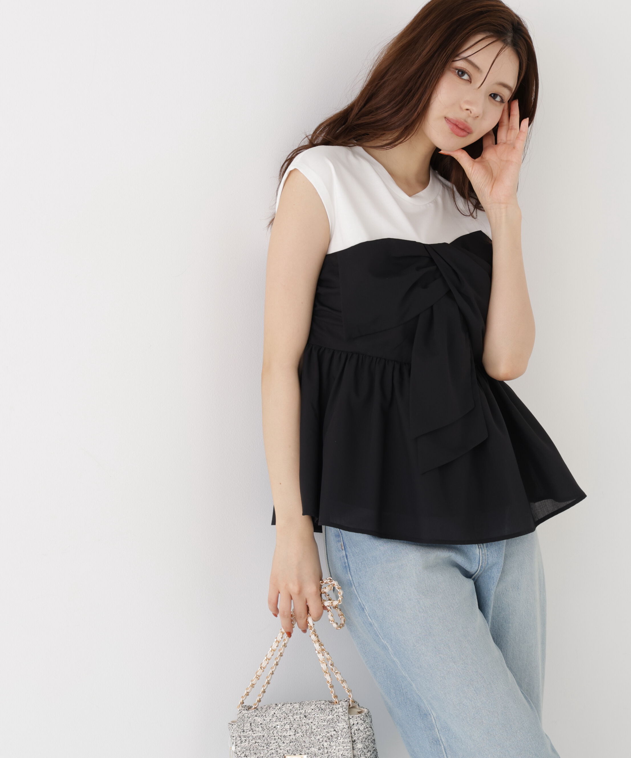PROPORTION BODY DRESSING「フロントリボンドッキングカットソー」|Tシャツ・カットソー|