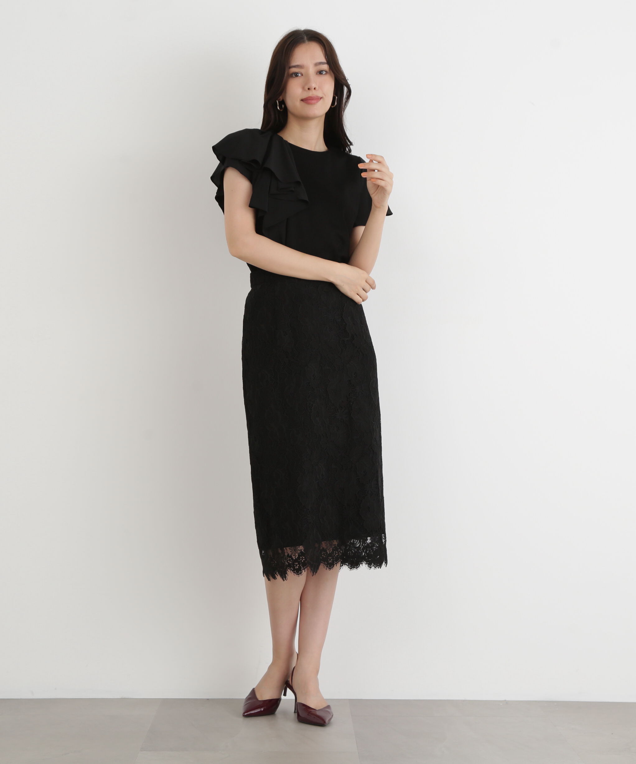 「◆ラッフルコンビカットソープルオーバー」|Tシャツ・カットソー|