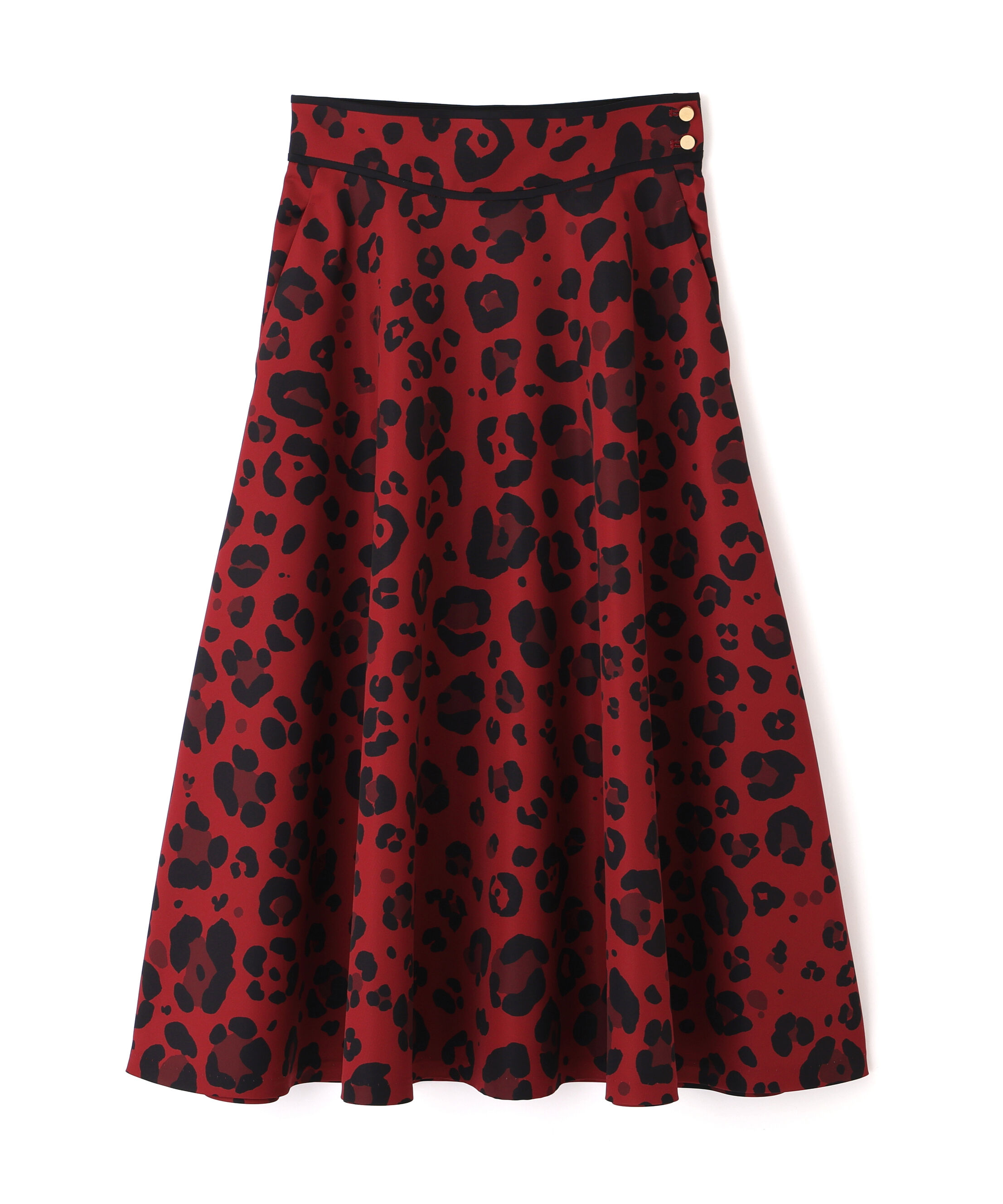  「レオパードプリントタフタフレアスカート」|スカート|