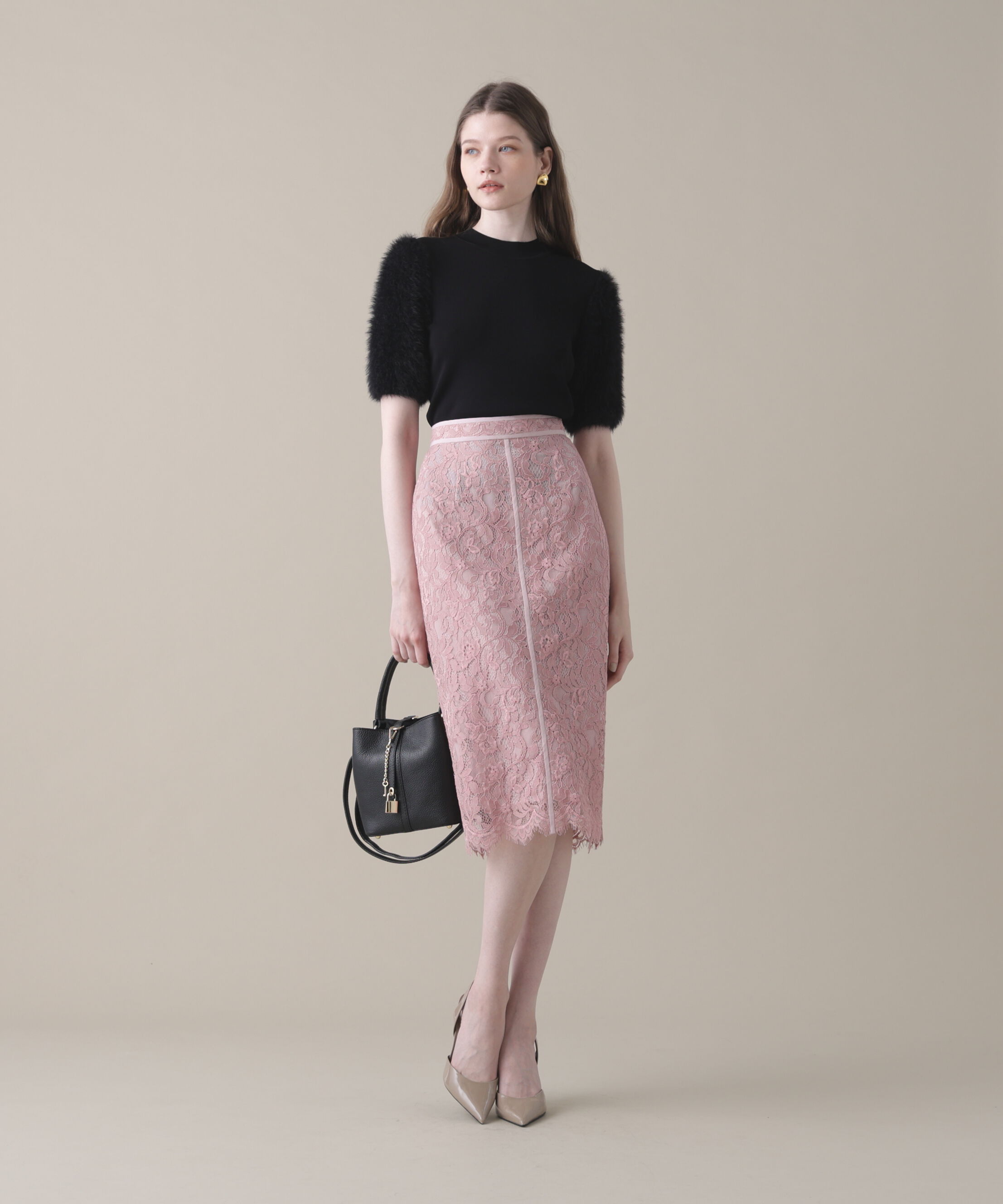  「ファースリーブニットプルオーバー」|ニット・セーター|