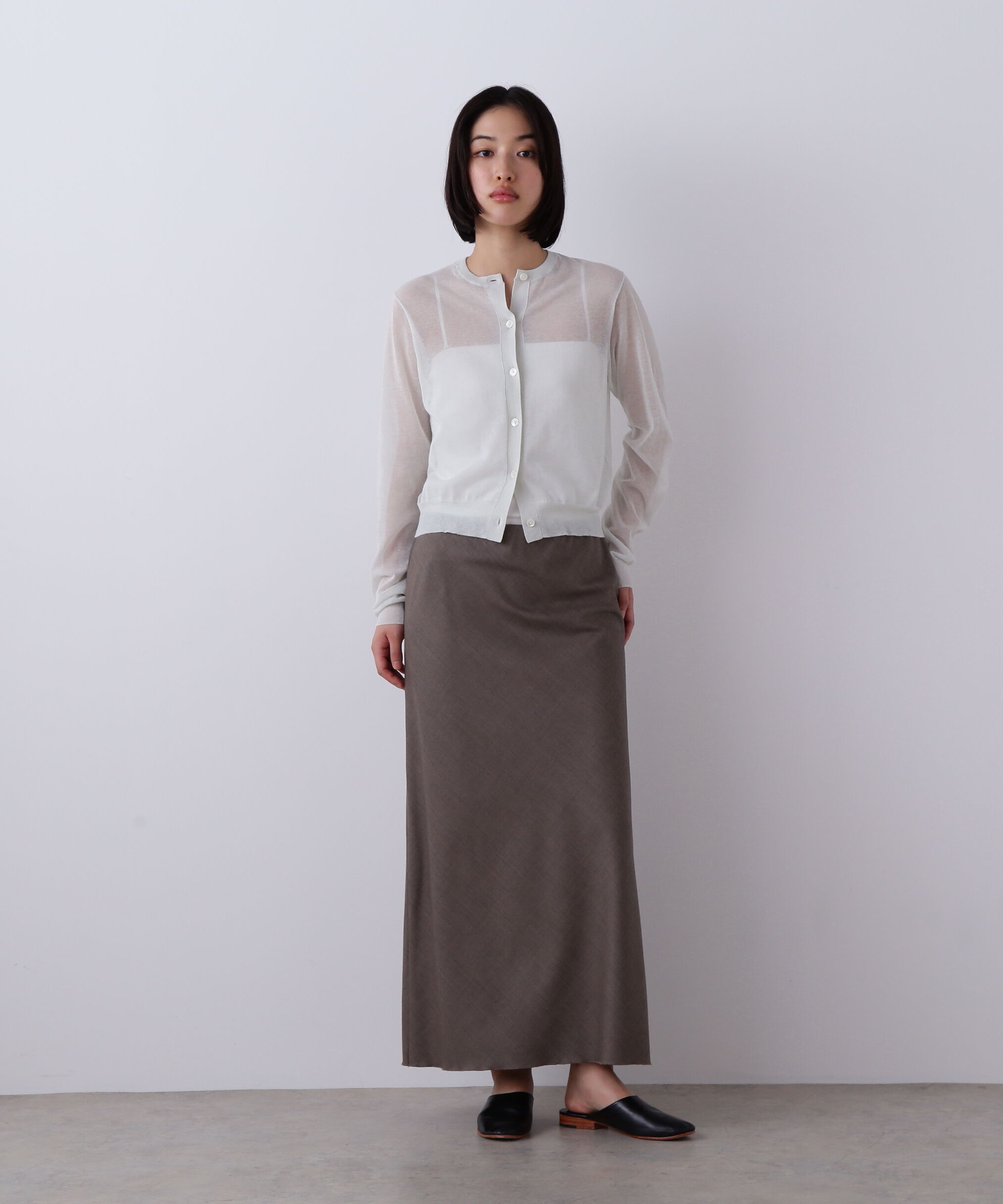 YLEVE 「YLEVE / SUPER120'S CHAMBRAY WOOL BIAS SKIRT」|スカート|ブラウン