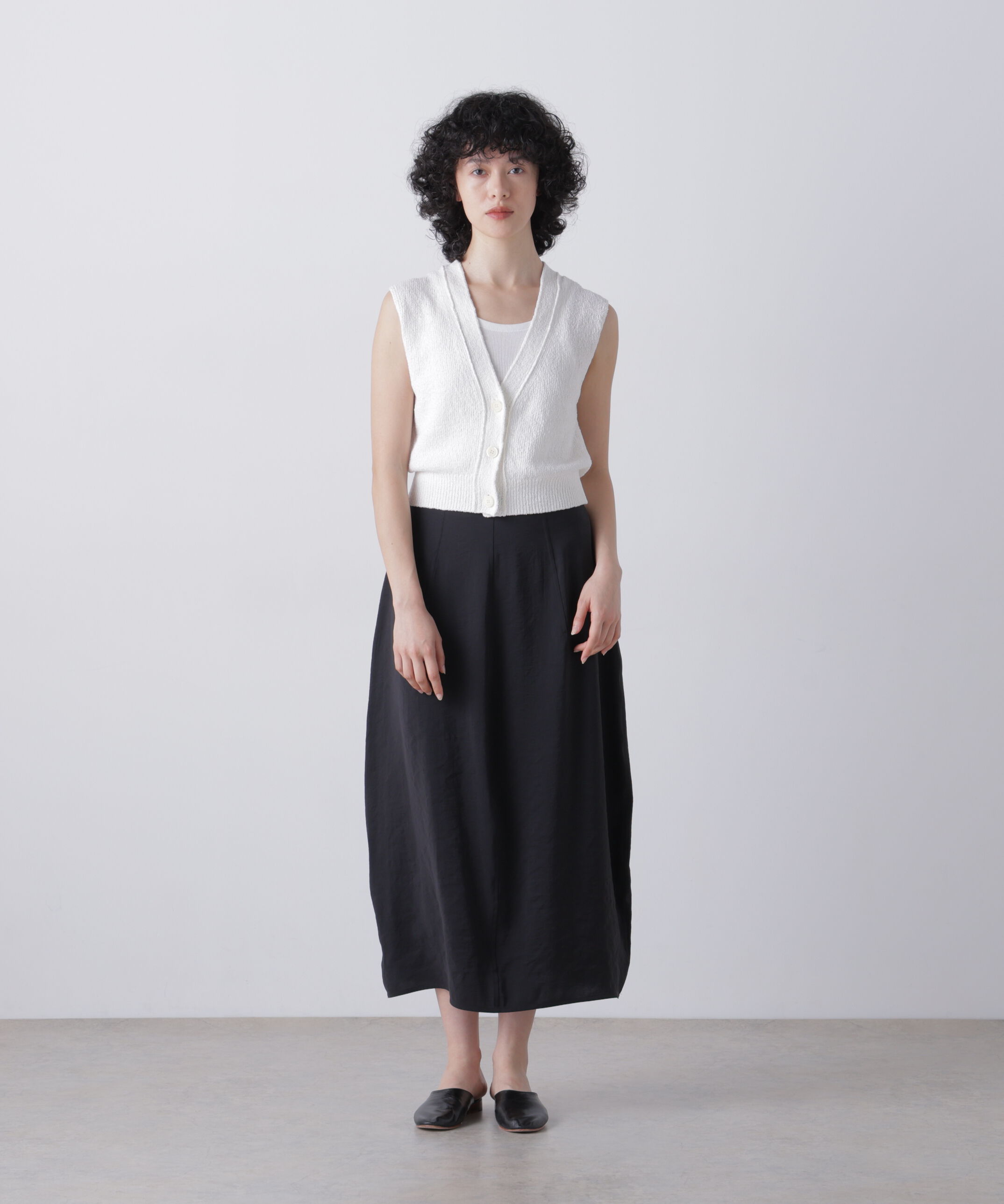 YLEVE 「YLEVE / RAYON-POLYESTER BROAD SKIRT」|スカート|BLACK