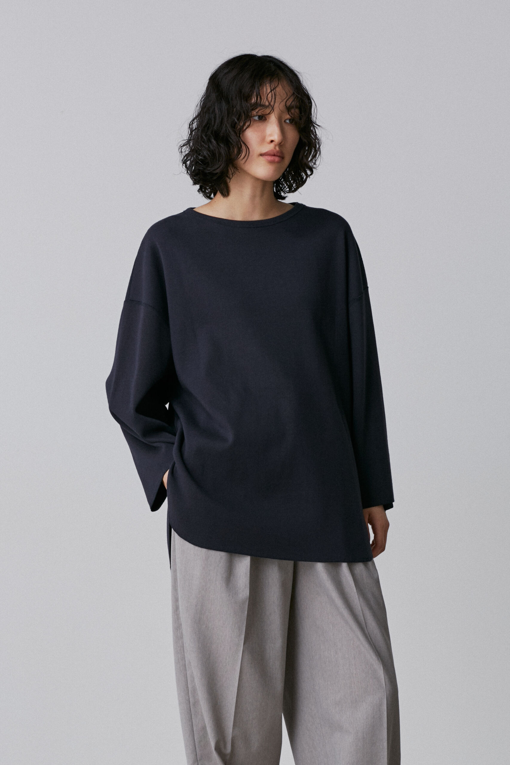 YLEVE 「YLEVE / COTTON RIB PULL OVER BIG」|Tシャツ・カットソー|ネイビー