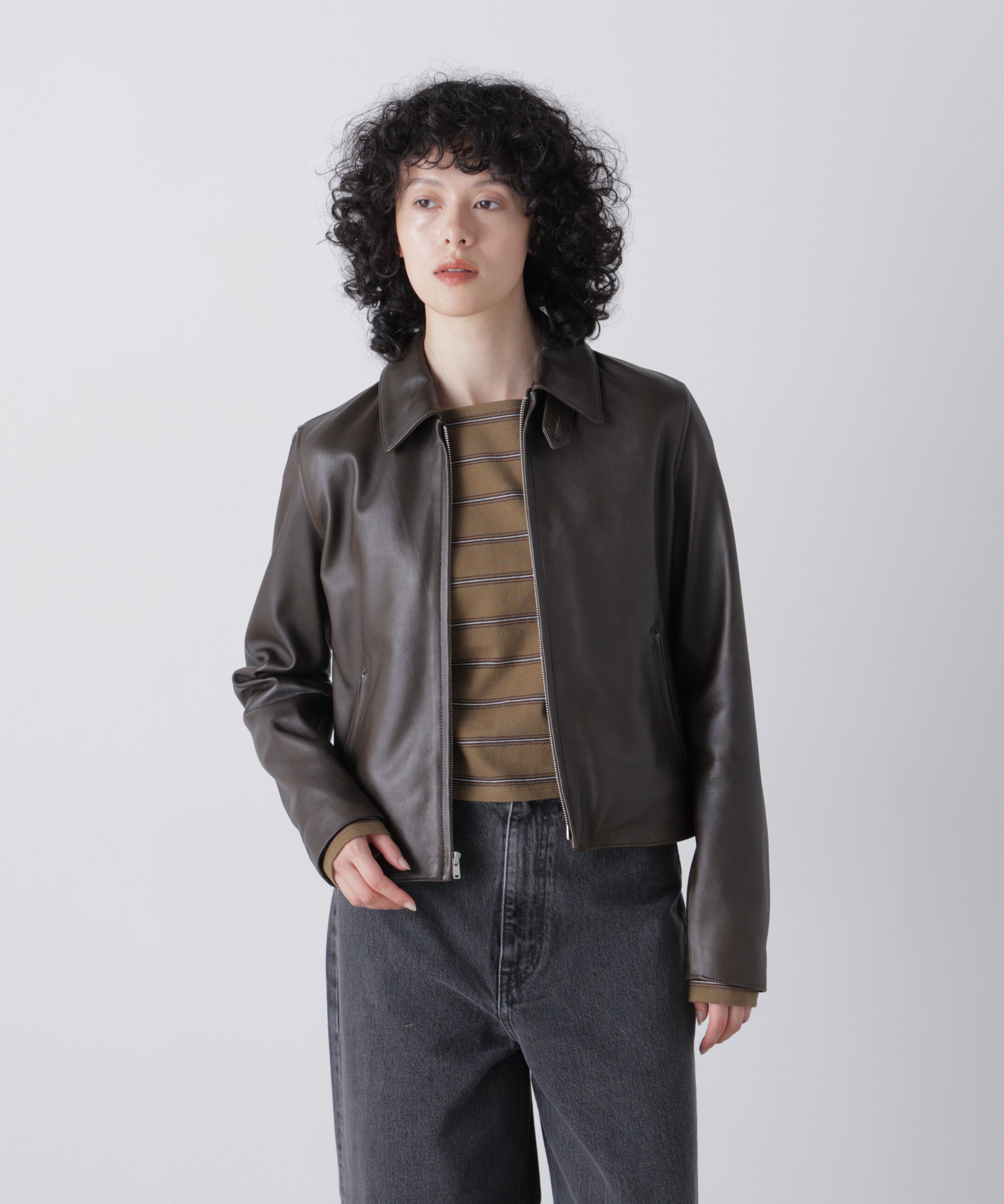 YLEVE 「YLEVE / SHEEP AVIATOR LEATHER JACKET」|ブルゾン・スタジャン|DARK BROWN2