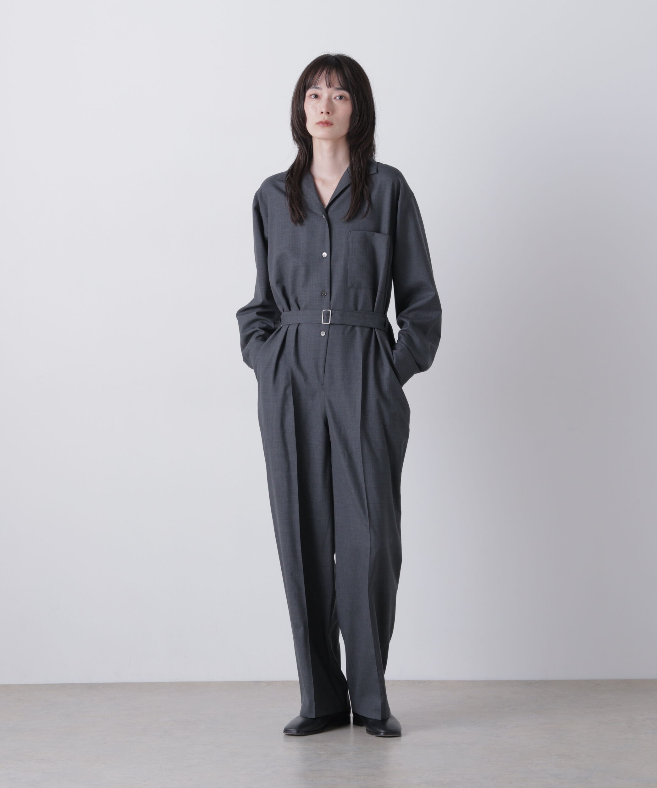 YLEVE 「YLEVE / SUPER 140&rsquo;s WOOL TROPICAL ALL-IN-ONE」|ワンピース|CHARCOAL3