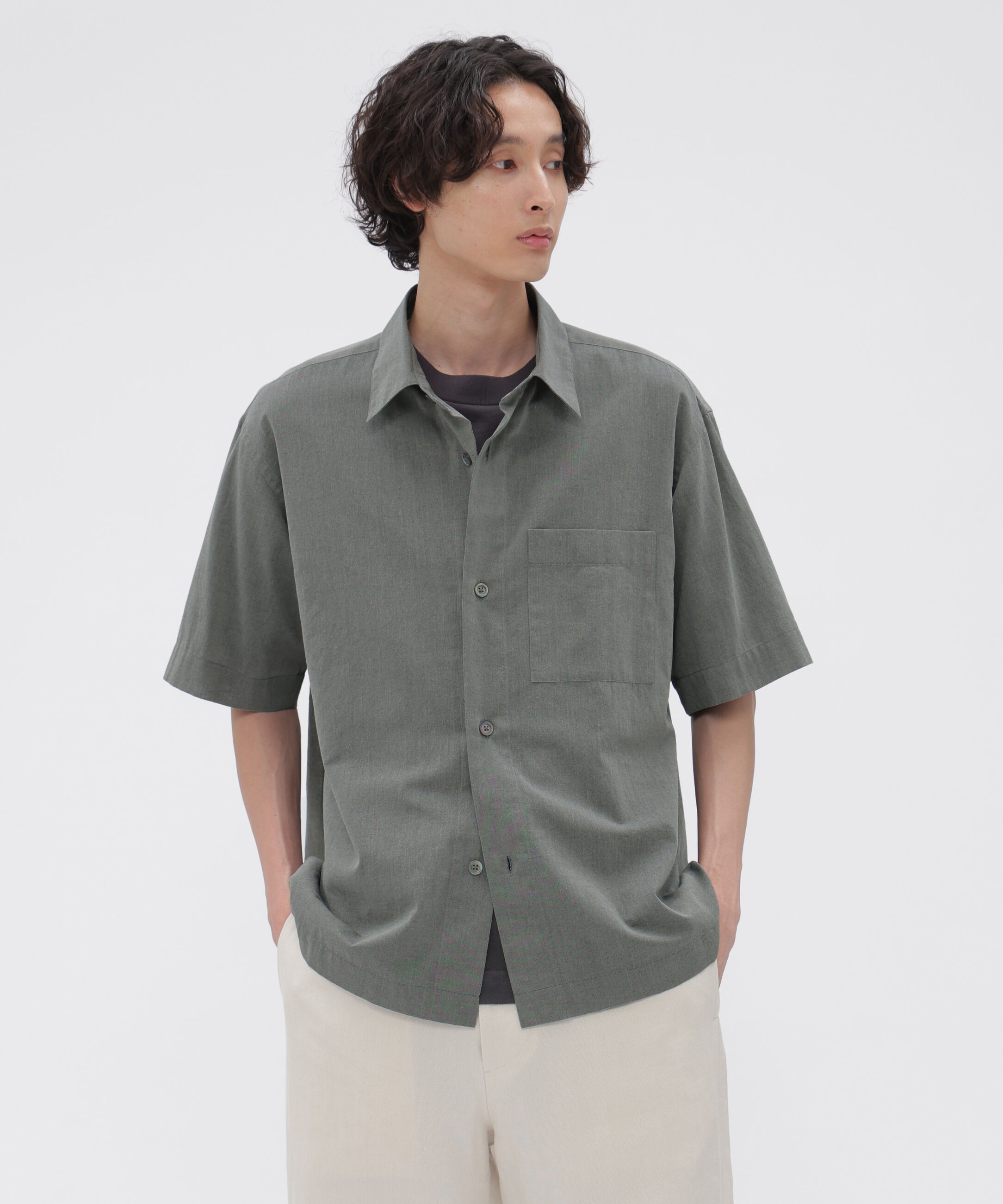 MARGARET HOWELL「COTTON WOOL VOILE SHIRT」|シャツ・ブラウス|CHARCOAL3