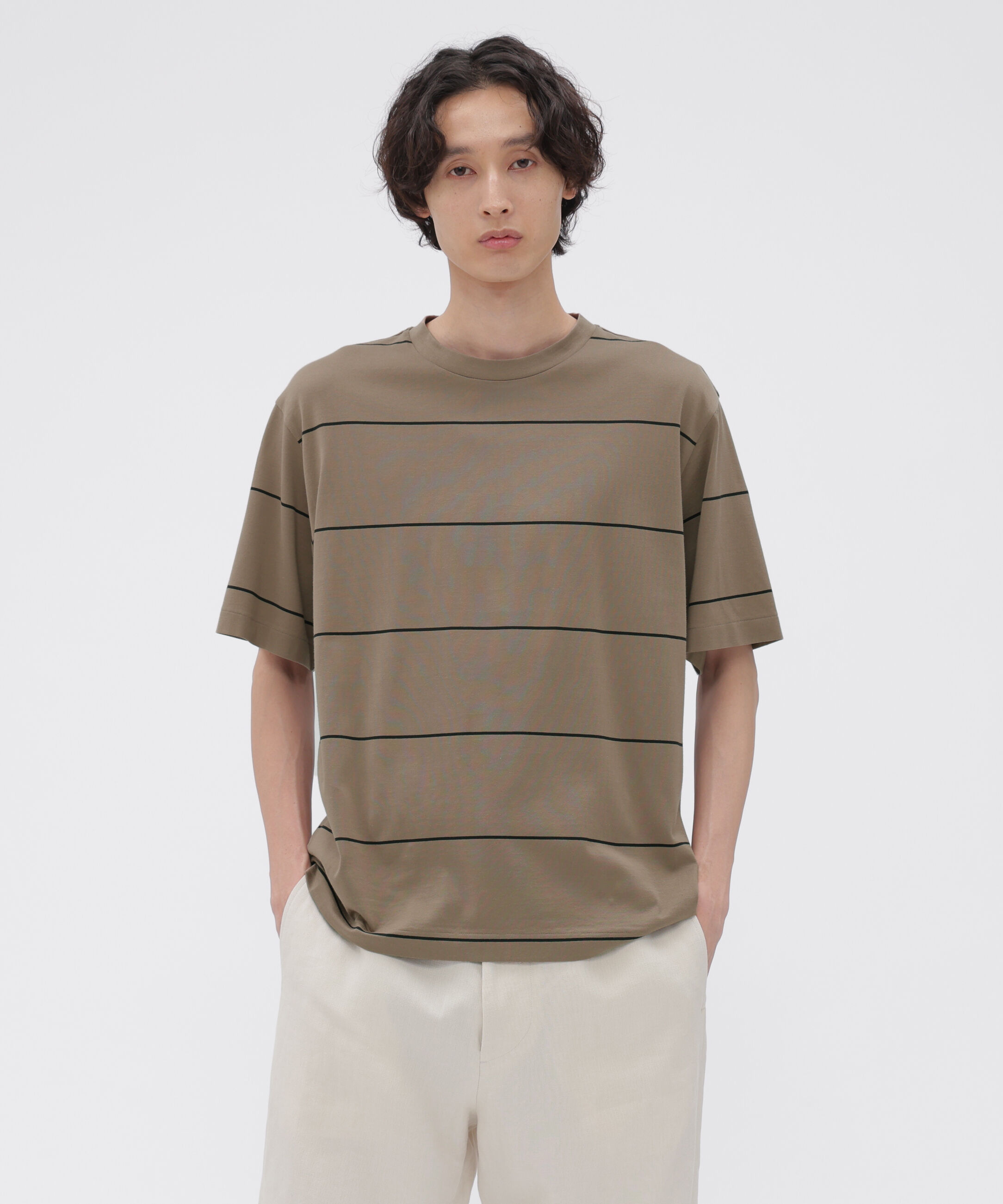 MARGARET HOWELL「FINE COTTON STRIPE JERSEY TOP」|Tシャツ・カットソー|MOCHA3