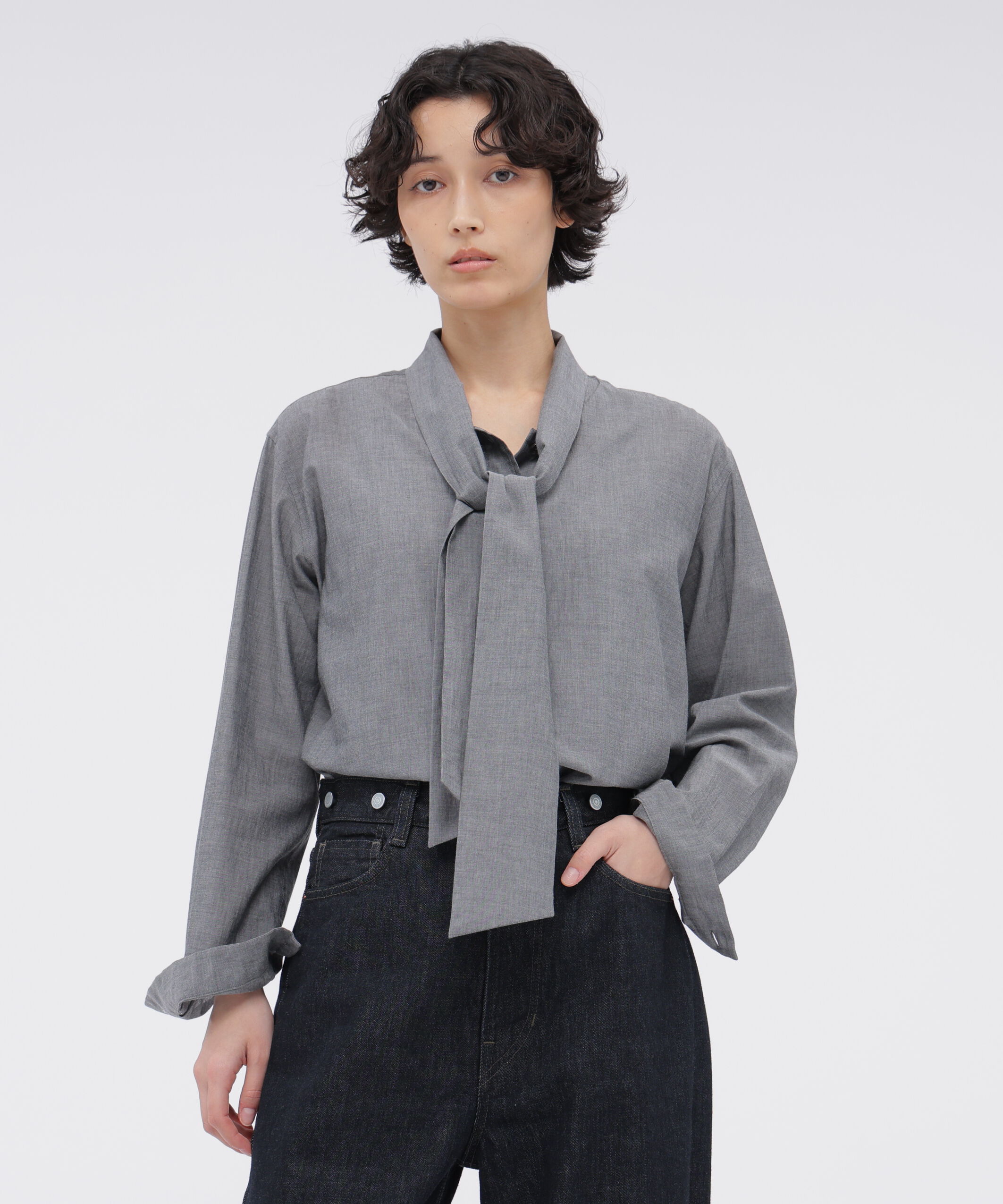  「FINE COTTON CHAMBRAY SHIRT」|シャツ・ブラウス|CHARCOAL3