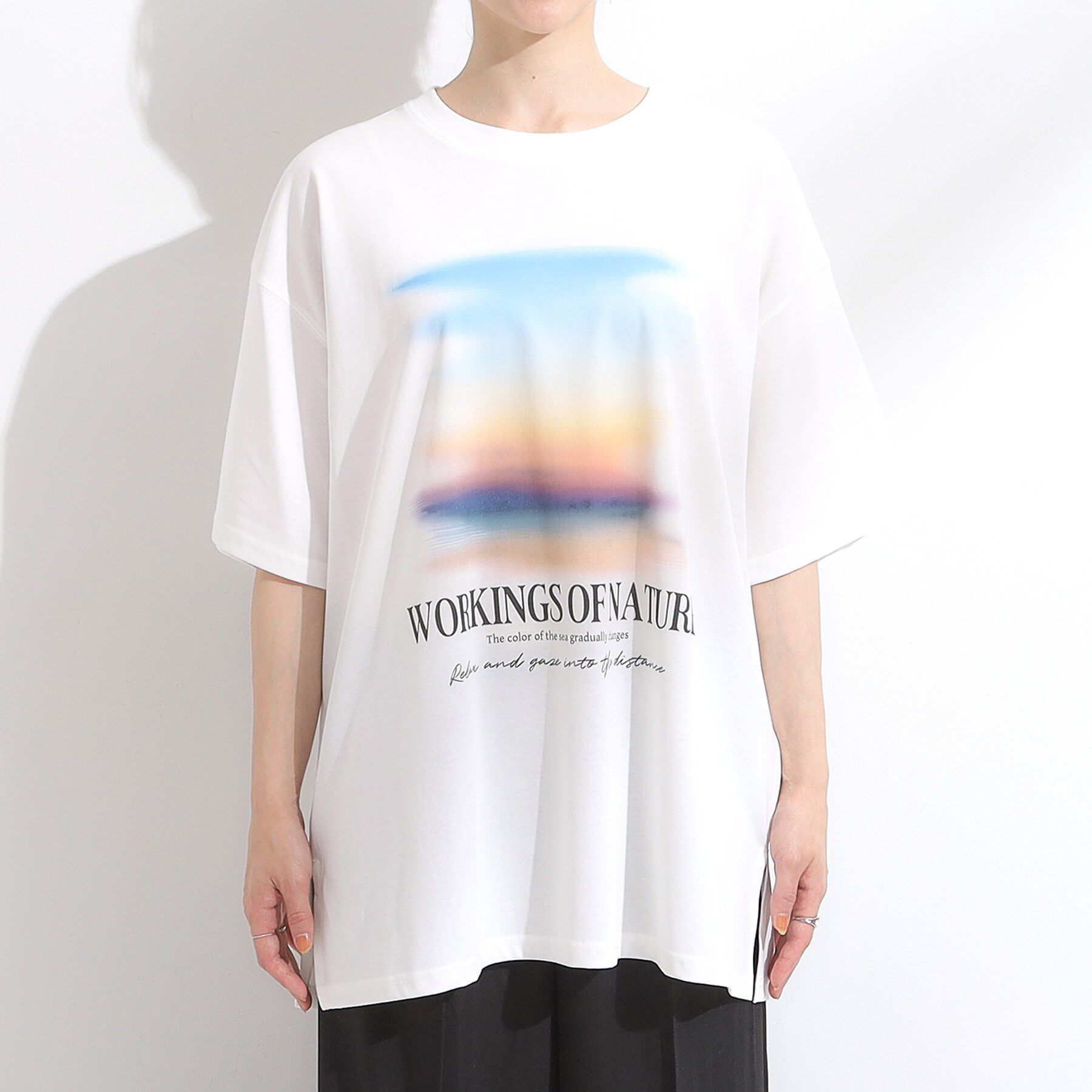 SHOO･LA･RUE「【ひんやり/汗ジミ軽減/UVカット】プリントアソート BIG Tシャツ」|Tシャツ・カットソー|