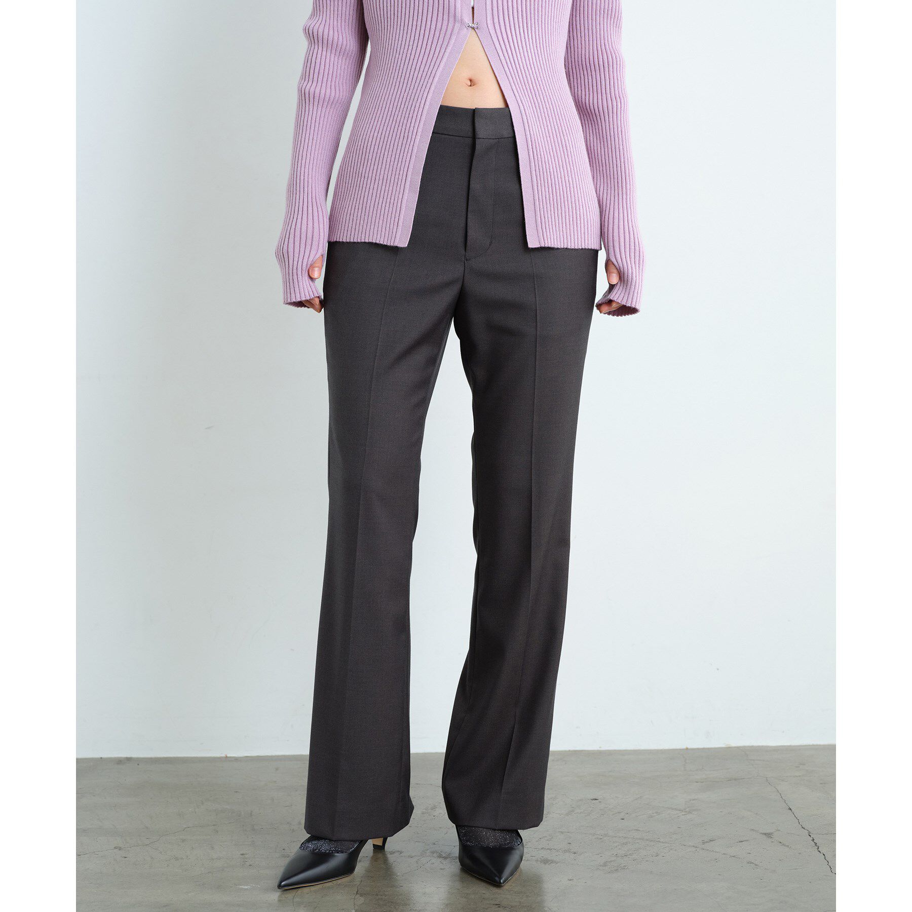 CODE A「gabardine semi flare pants」|その他|グレー(012)