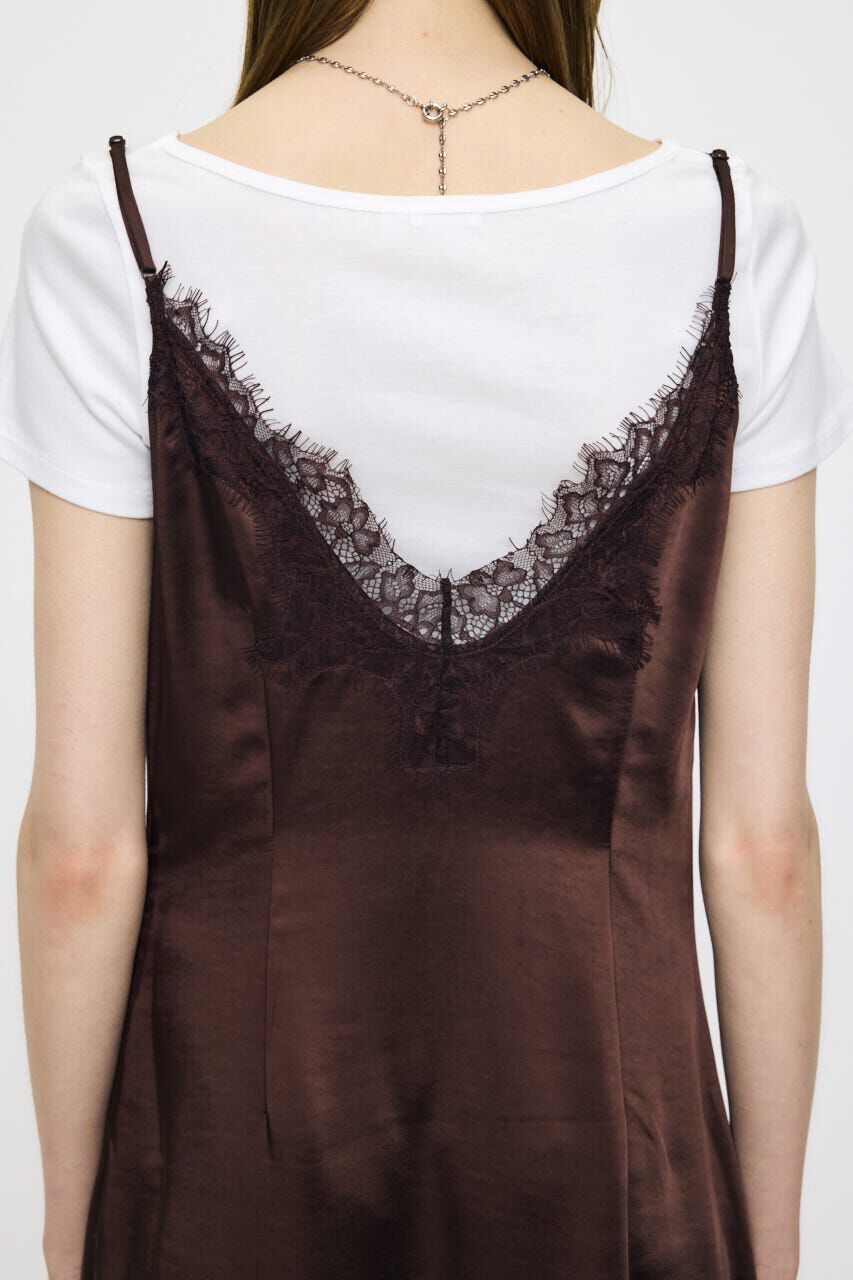 MOUSSY「LACE SATIN SLIP ドレス」|ワンピース|