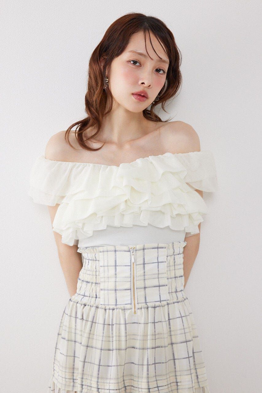 rienda「オフショルフリルカットトップス」|Tシャツ・カットソー|